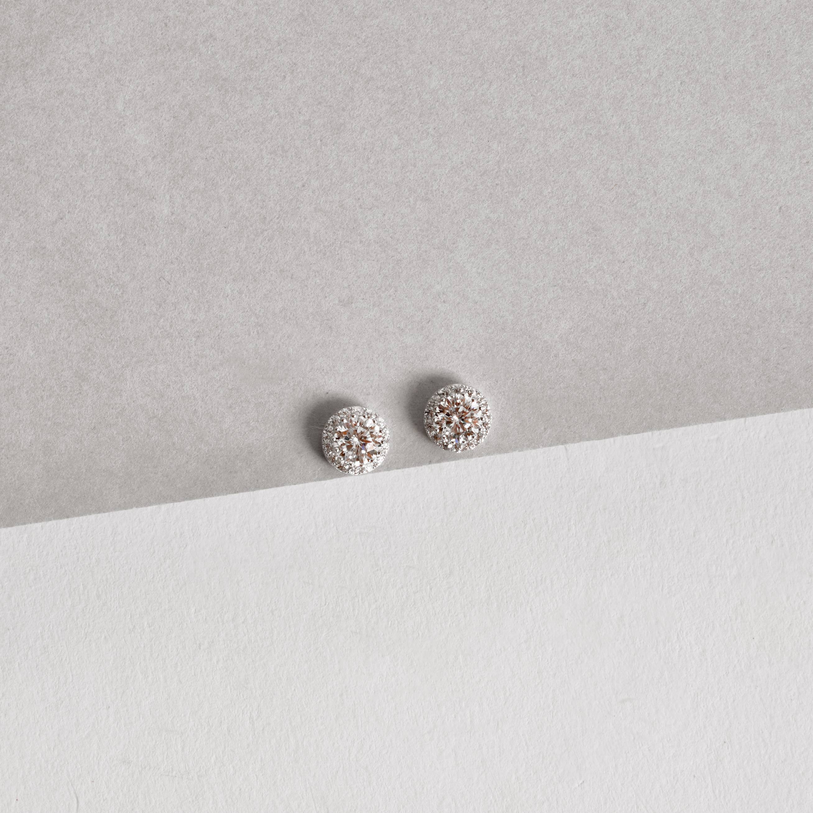 Imagem Brinco moissanite 5mm com cravejado cristal ródio