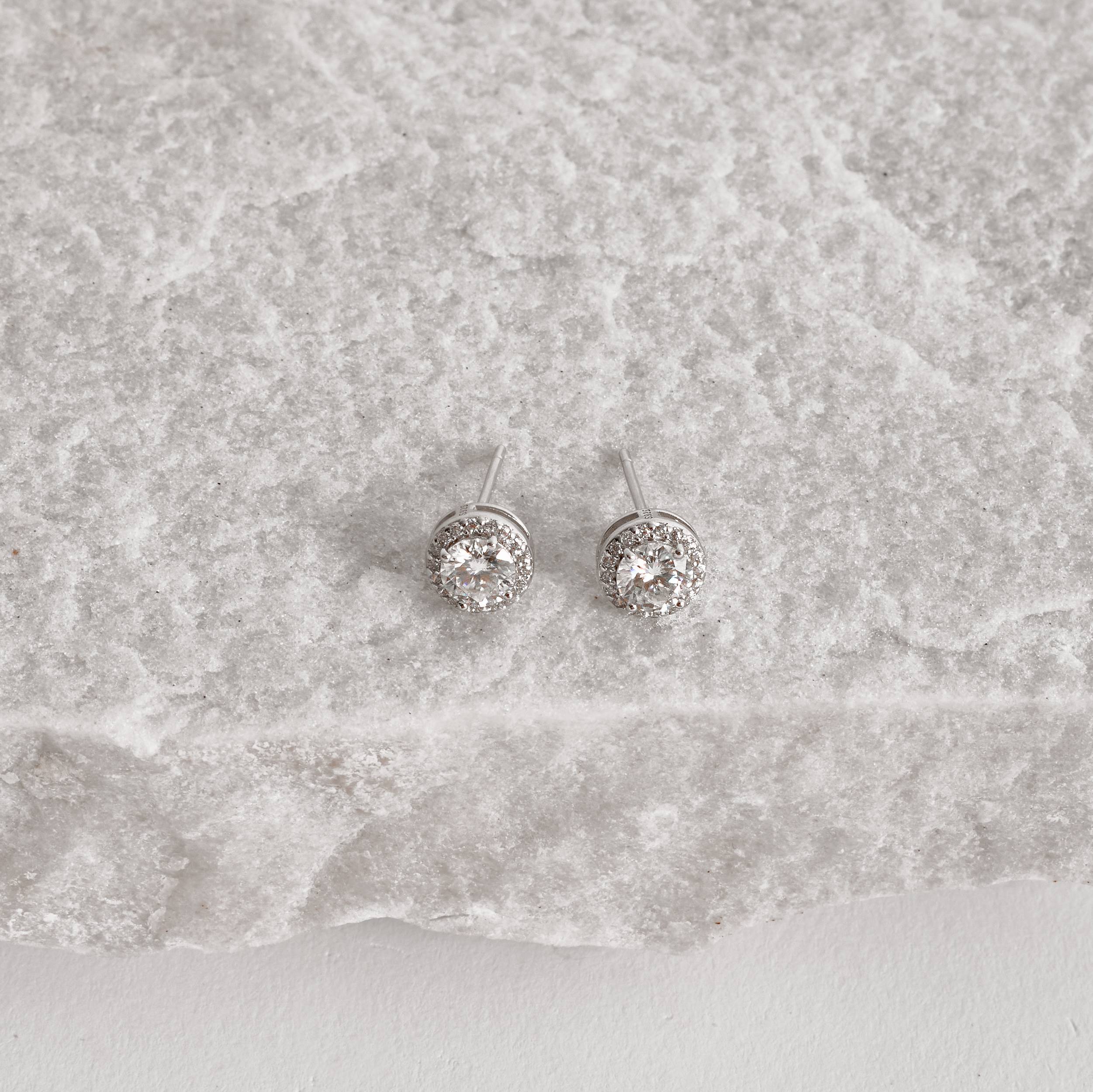 Imagem Brinco moissanite cristal 5mm com cravejado ródio