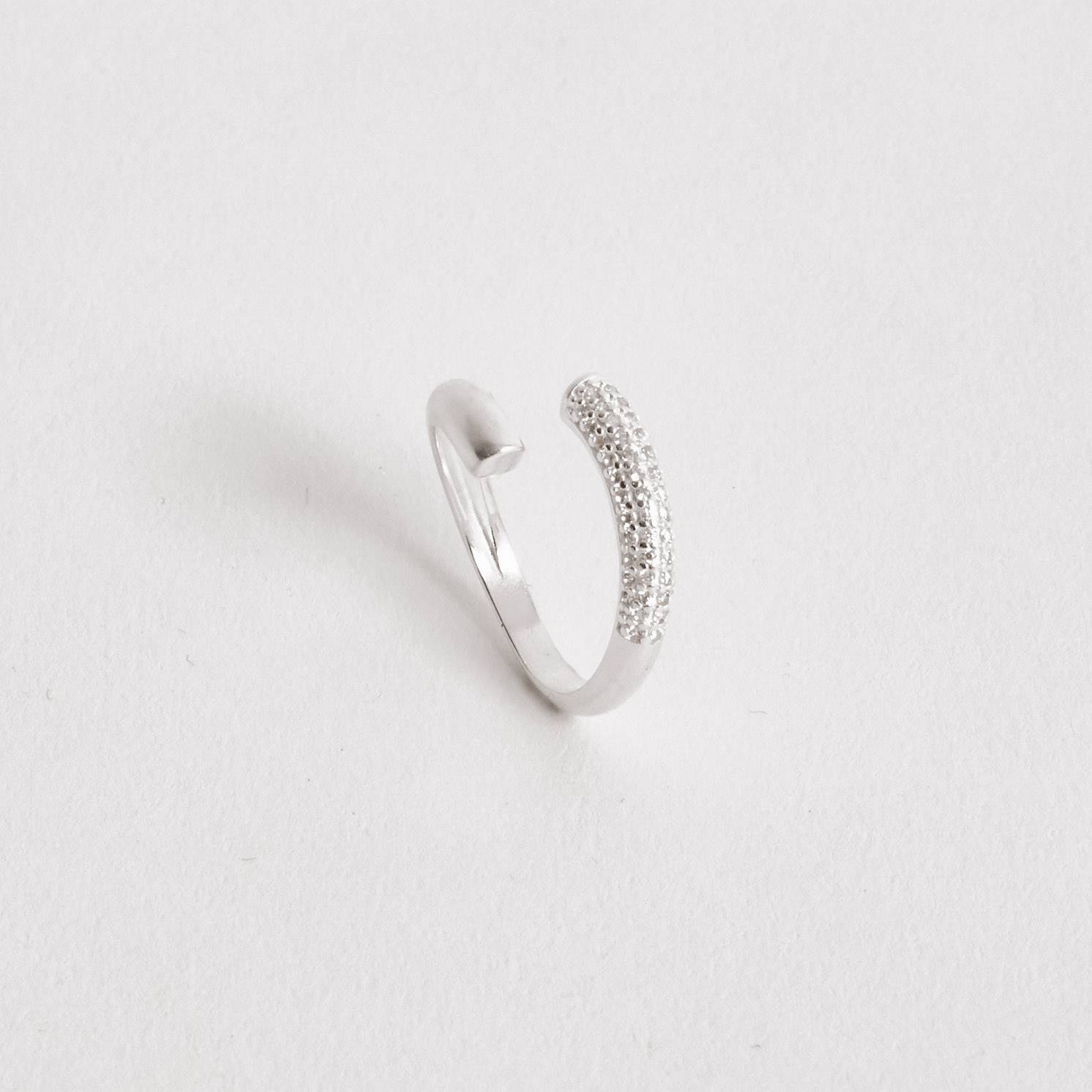 Imagem Secundária Anel aberto fio liso e cravejado