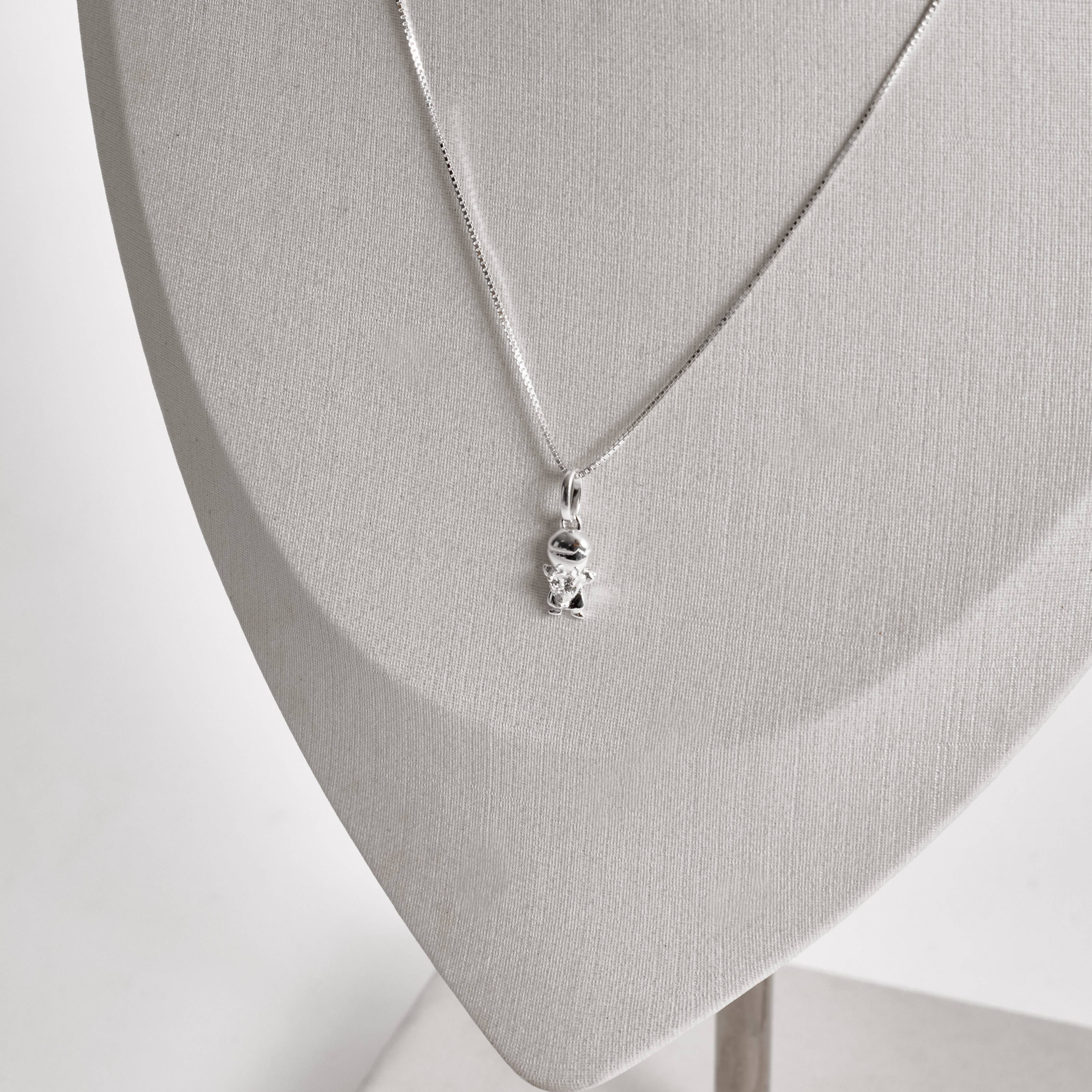 Imagem Secundária Colar pingente menino com zircônia coração 9mm 40cm