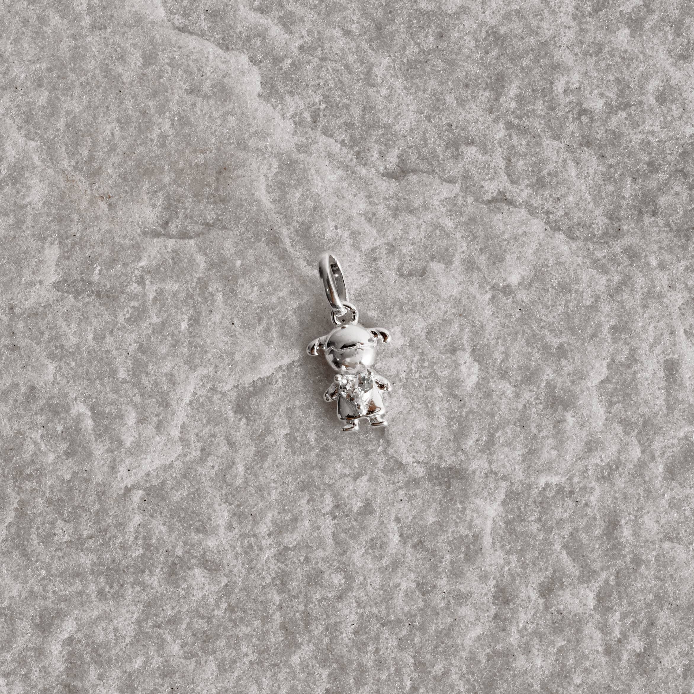 Imagem Secundária Pingente menina com zircônia coração 9mm