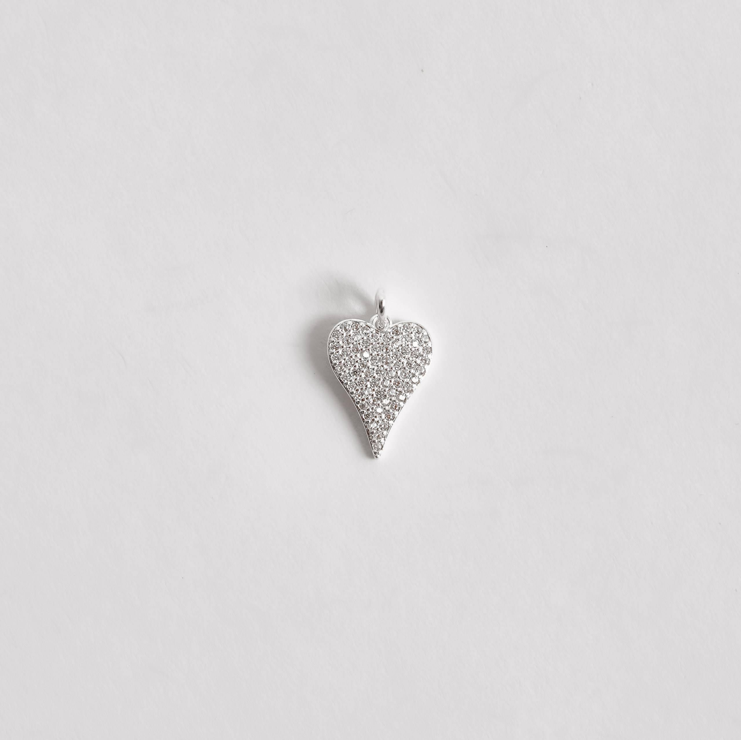 Imagem Secundária Pingente coração alongado cravejado 17mm