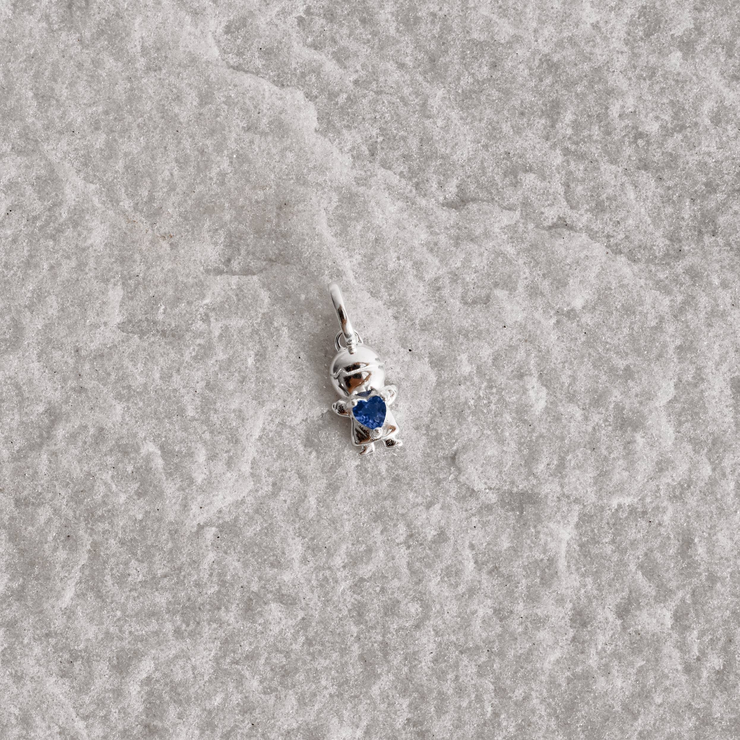 Imagem Secundária Pingente menino com zircônia coração azul 9mm