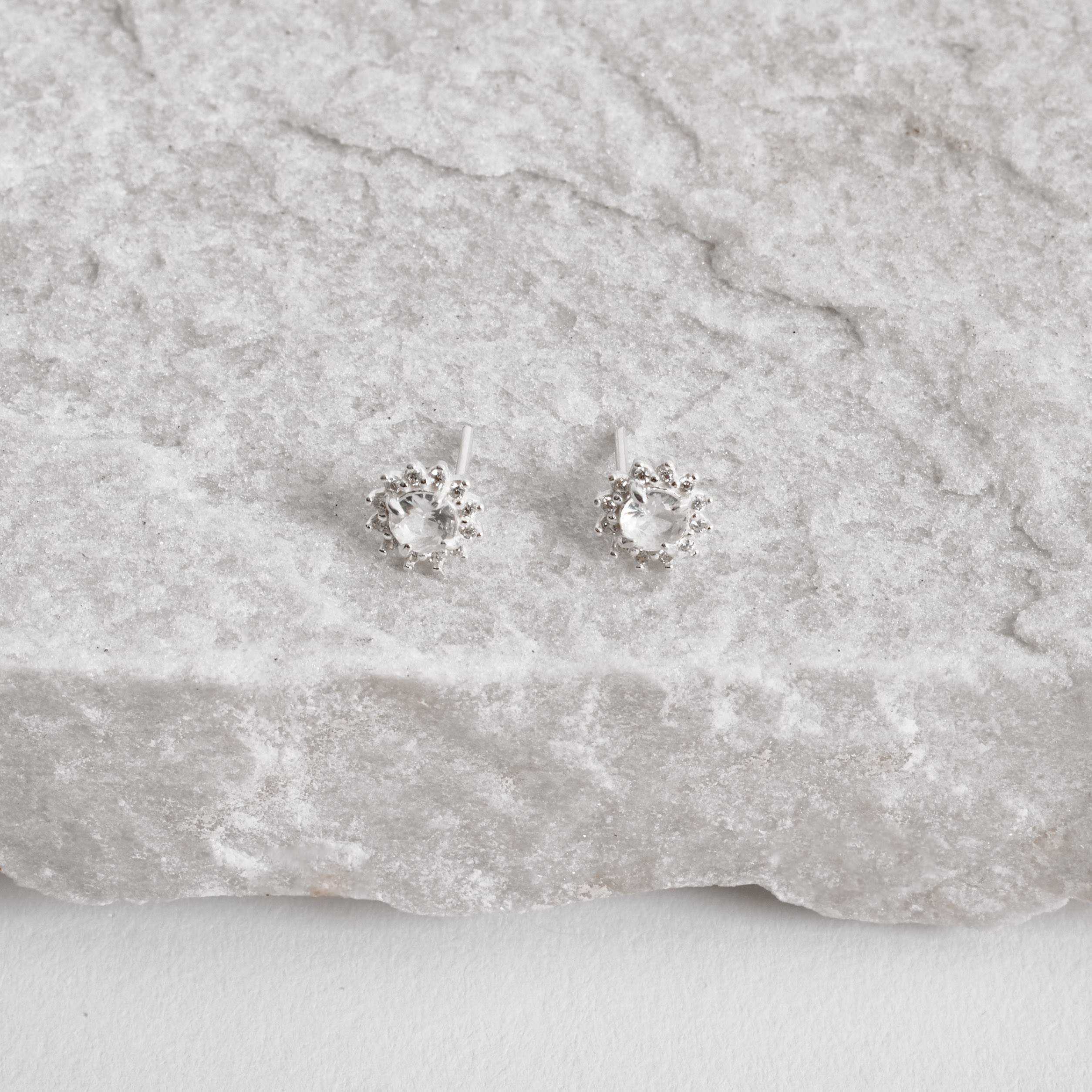 Imagem Secundária Brinco zircônia redonda cristal com cravejado 7mm