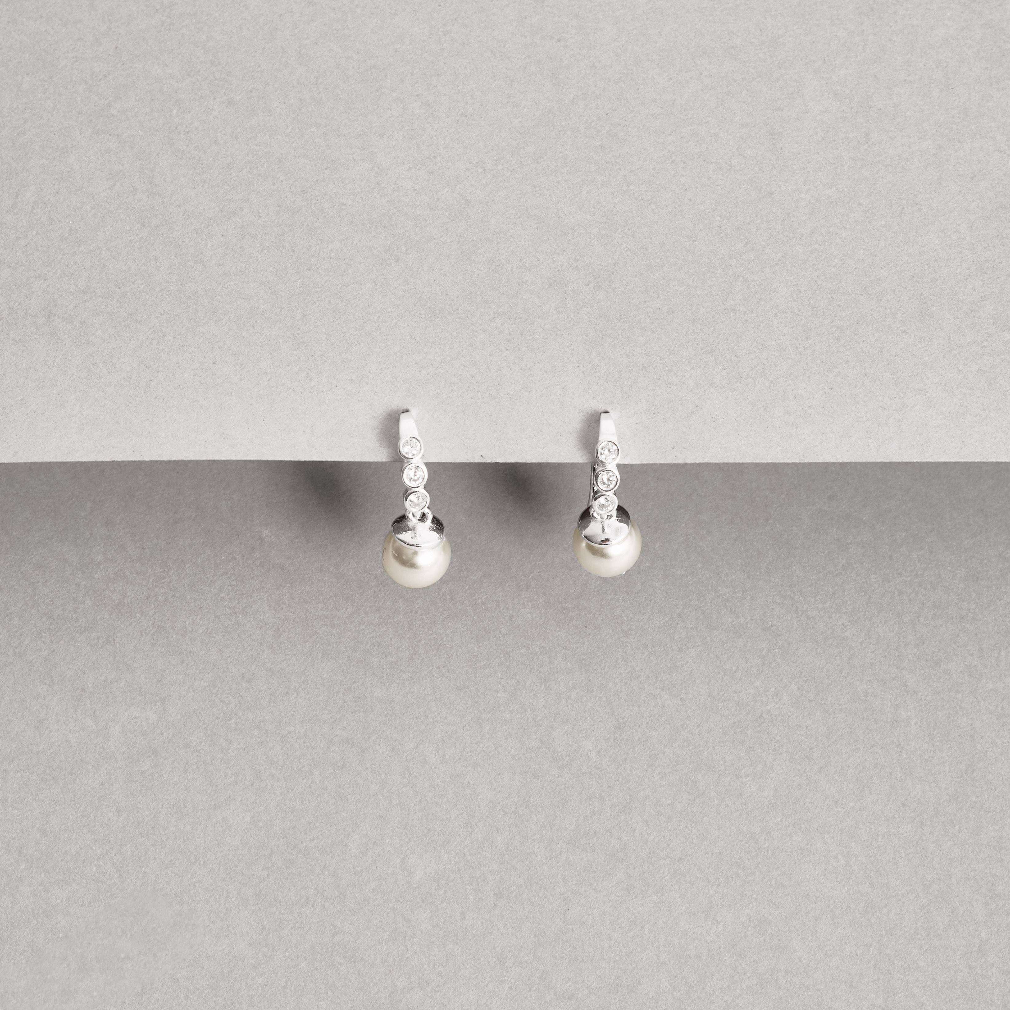 Imagem Secundária Brinco gancho cravejado 12mm pingente pérola