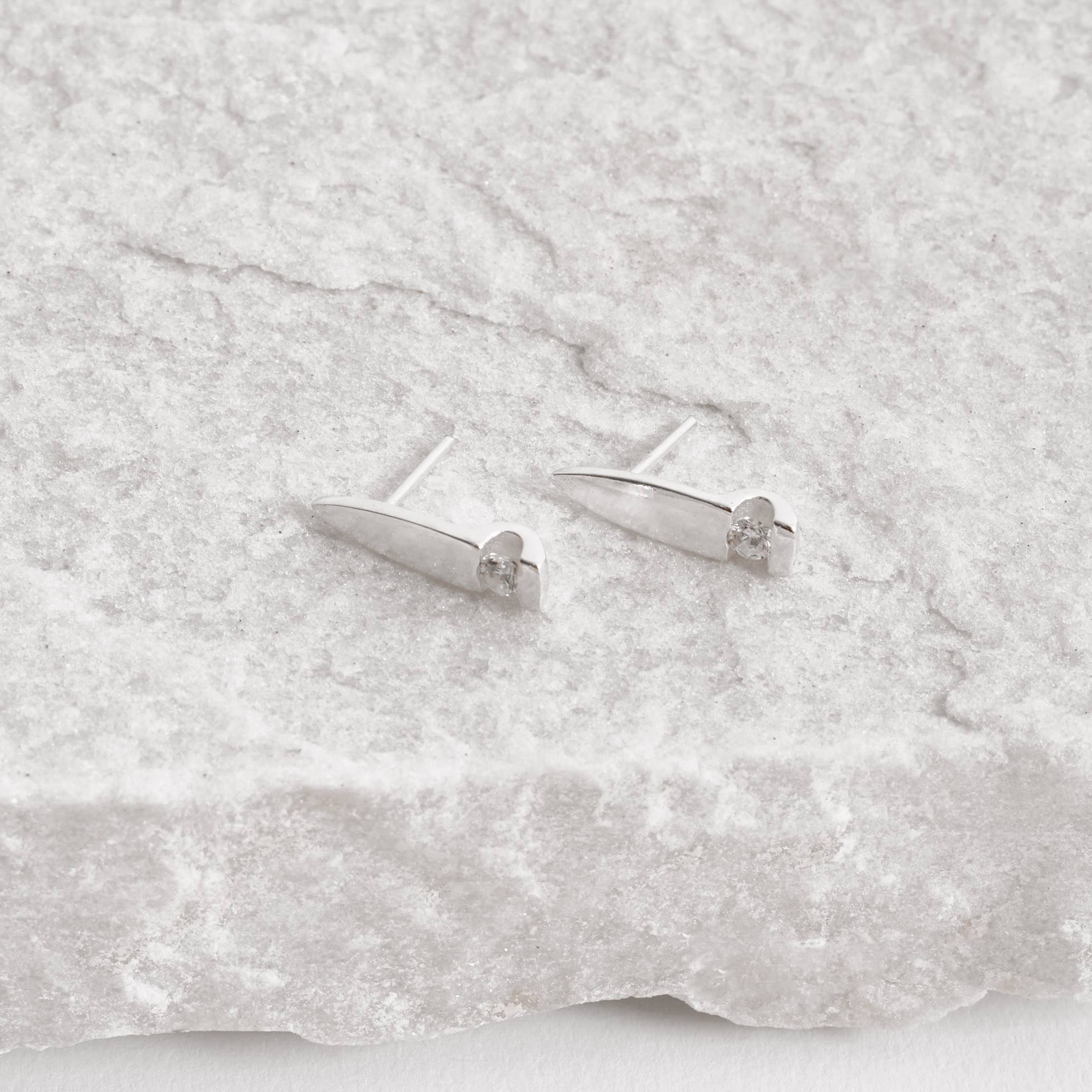 Imagem Secundária Brinco pontudo com zircônia 16mm