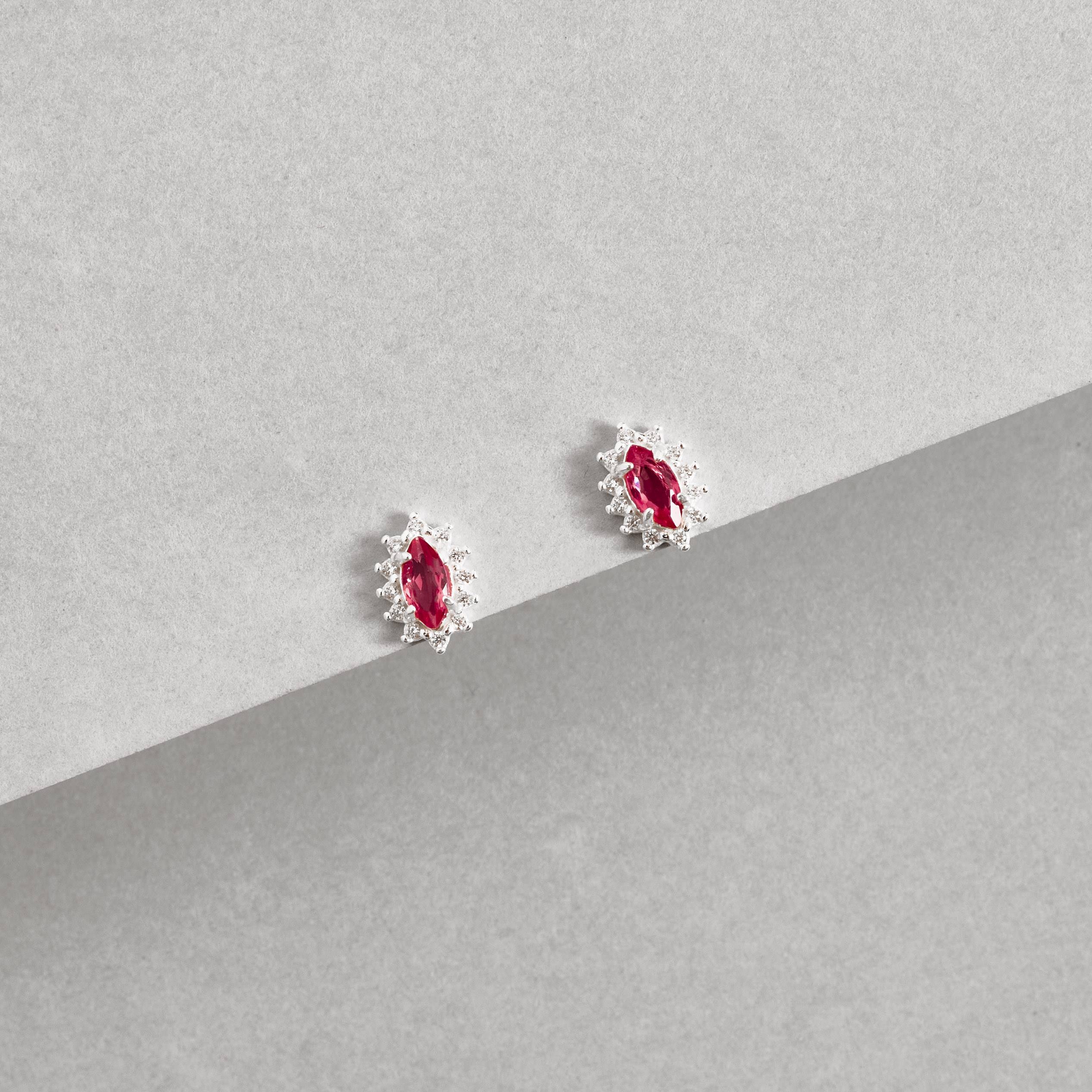 Imagem Secundária Conjunto brinco e colar zircônia navete cereja com cravejado 9mm 45cm