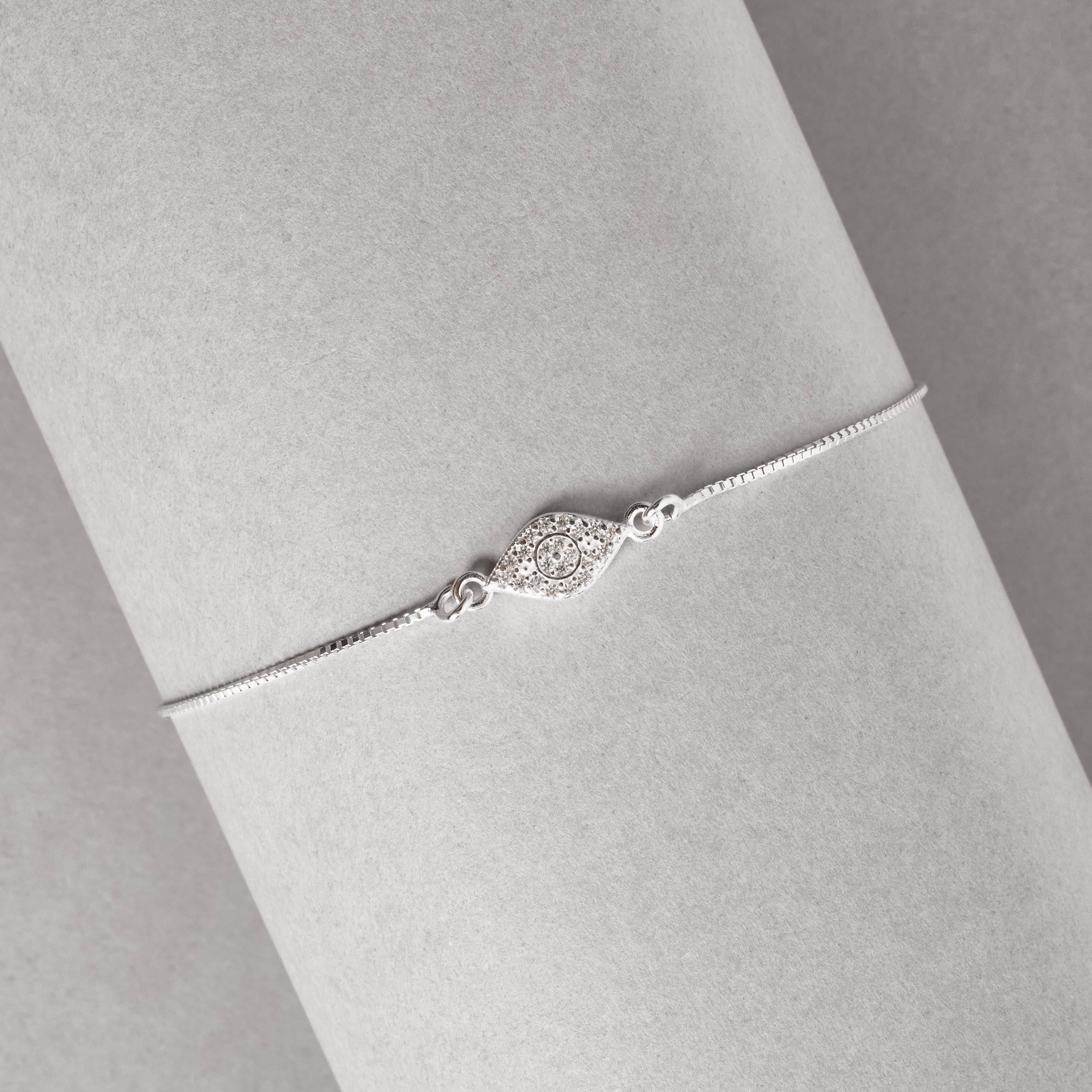 Imagem Pulseira entremeio olho cravejado 11mm v15 16cm com alongadora