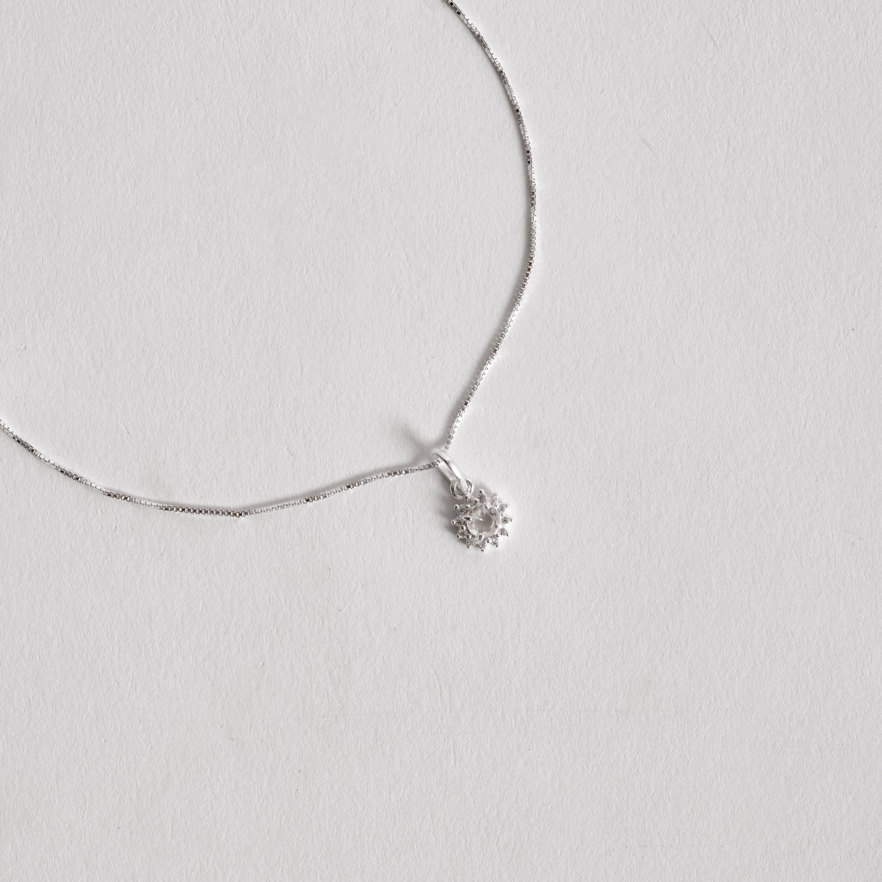 Imagem Secundária Colar pingente zircônia redonda cristal com cravejado 7mm 45cm