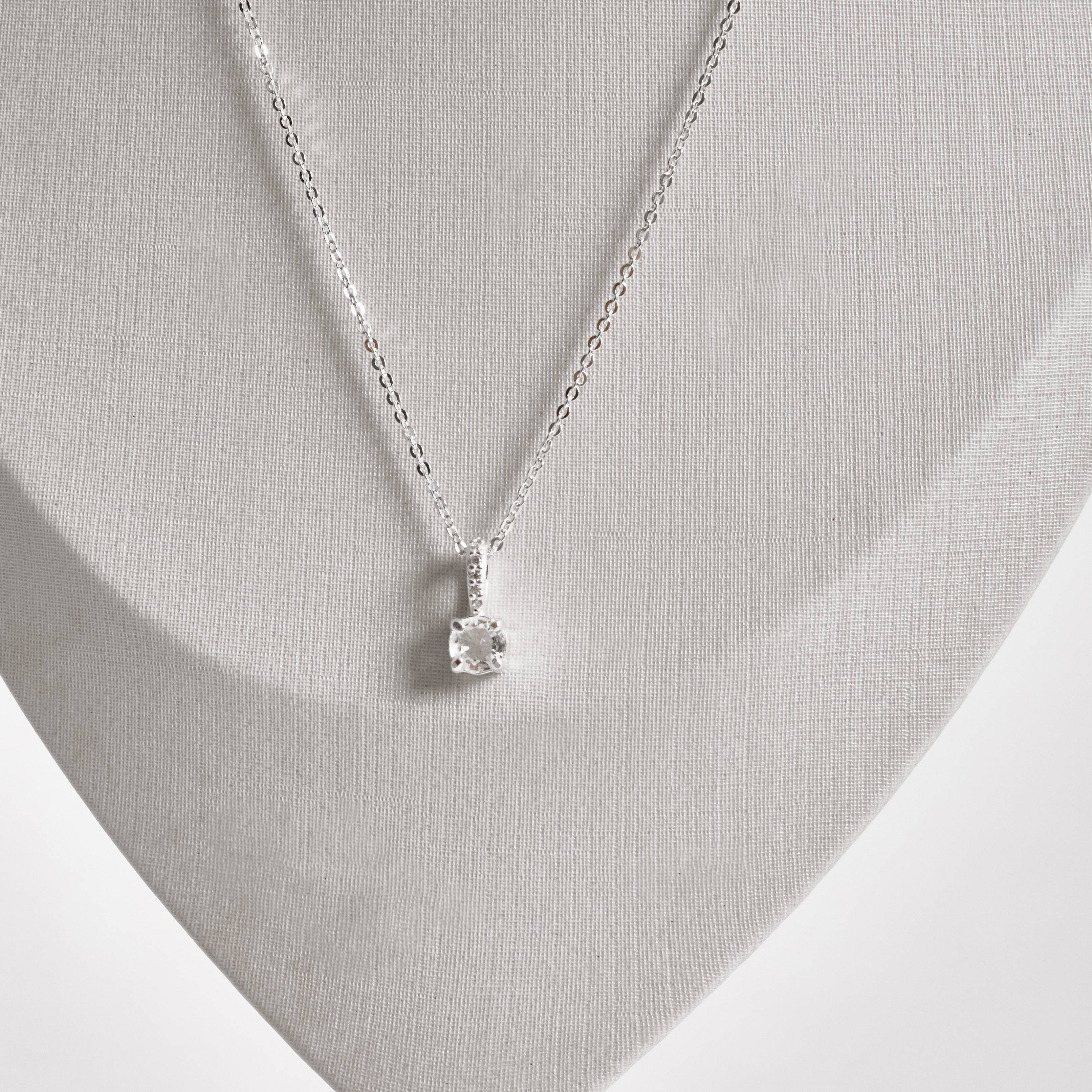 Imagem Colar pingente zircônia redonda cristal 5mm elo cravejado corrente cadeadinho 40cm