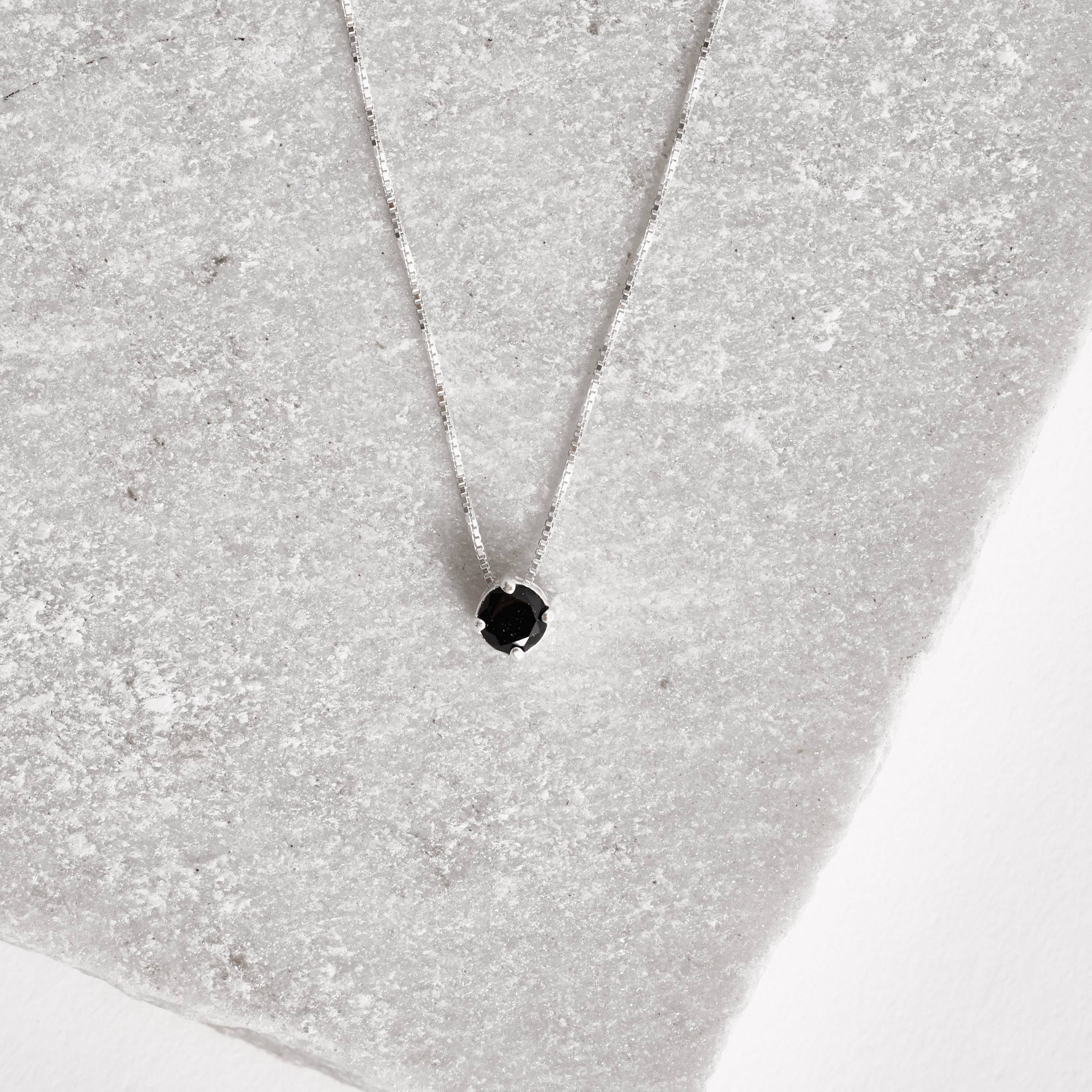 Imagem Secundária Colar zircônia redonda ônix 5mm 40cm