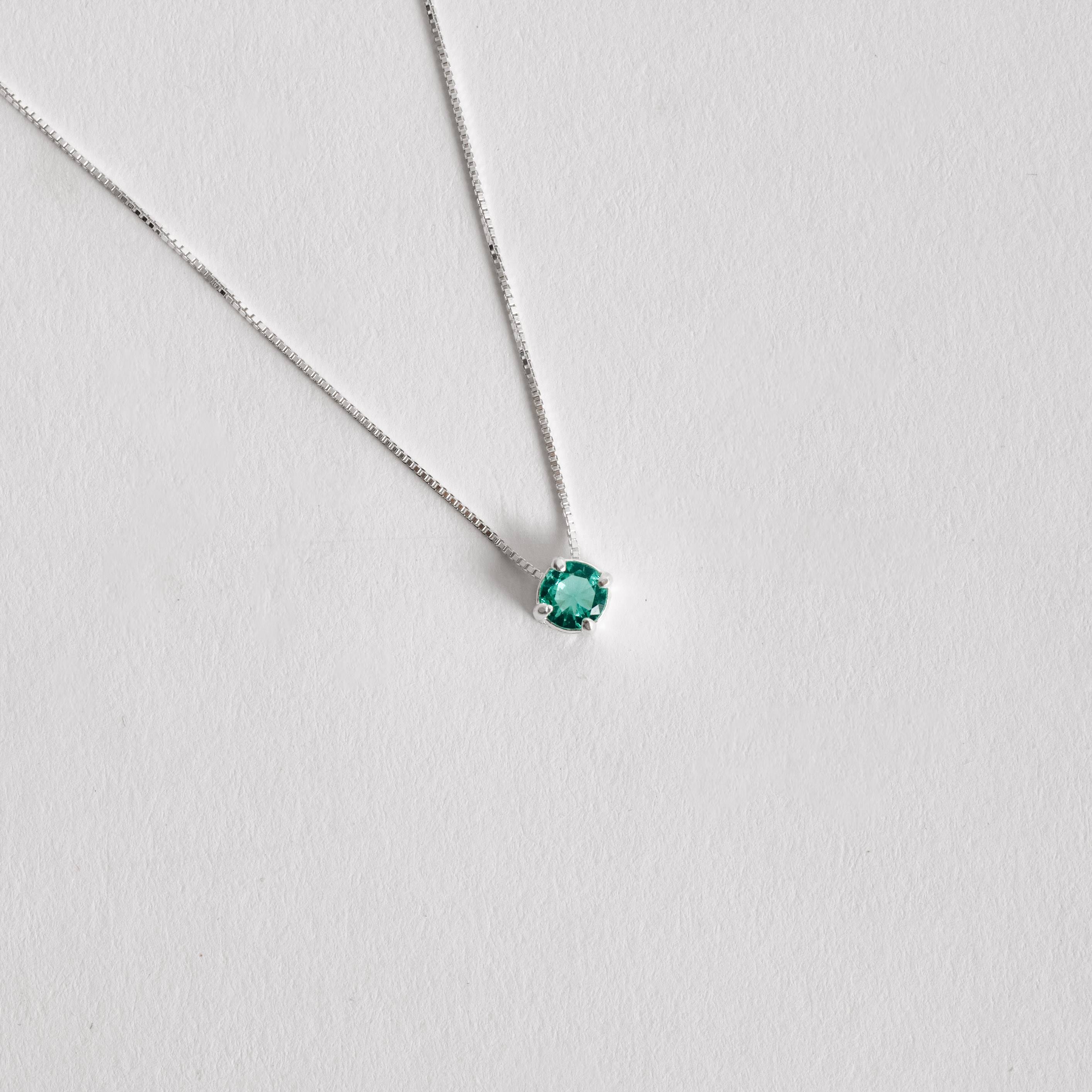 Colar zircônia redonda turmalina 5mm 40cm