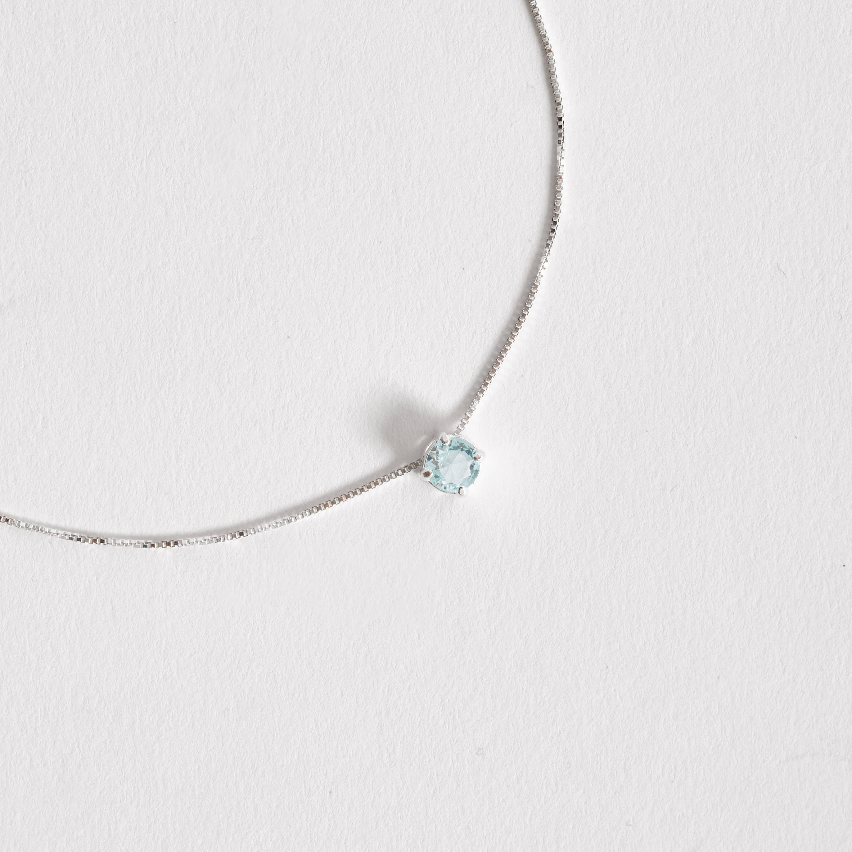 Imagem Secundária Colar zircônia redonda azul claro 5mm 40cm