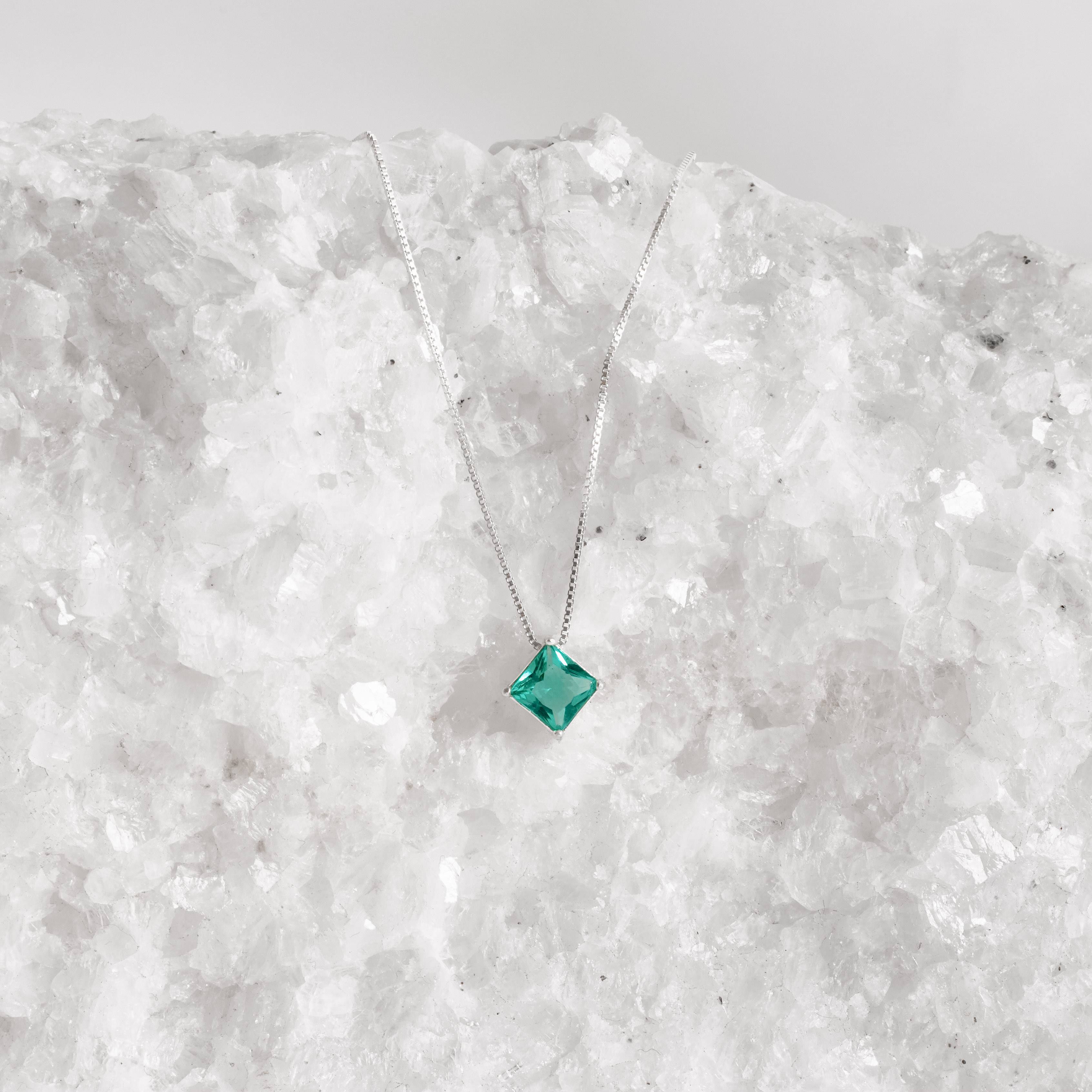 Imagem Secundária Colar zircônia losango acqua 10mm 45cm