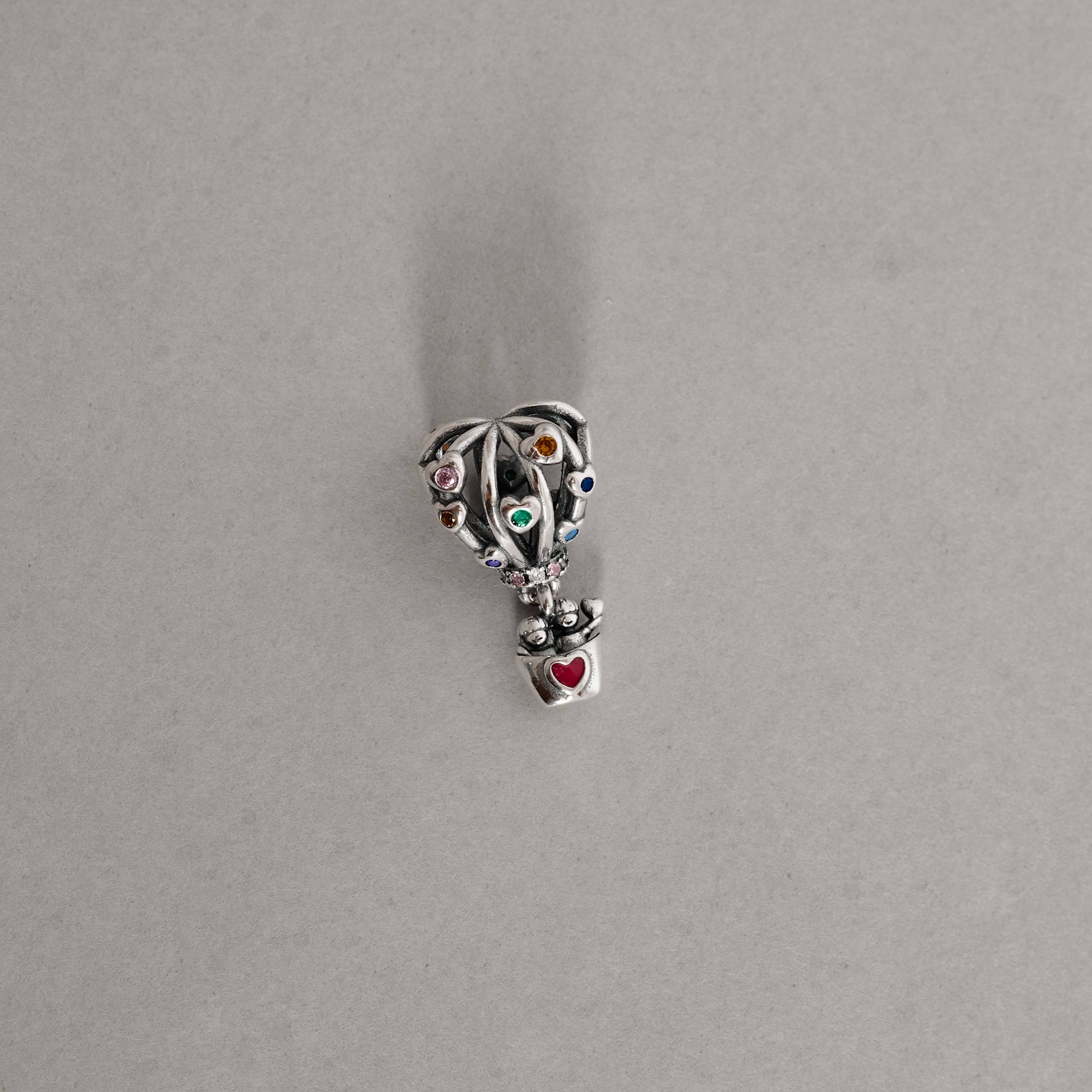 Imagem Secundária Berloque separador balão coração com zircônias coloridas 11mm pingente casal envelhecido