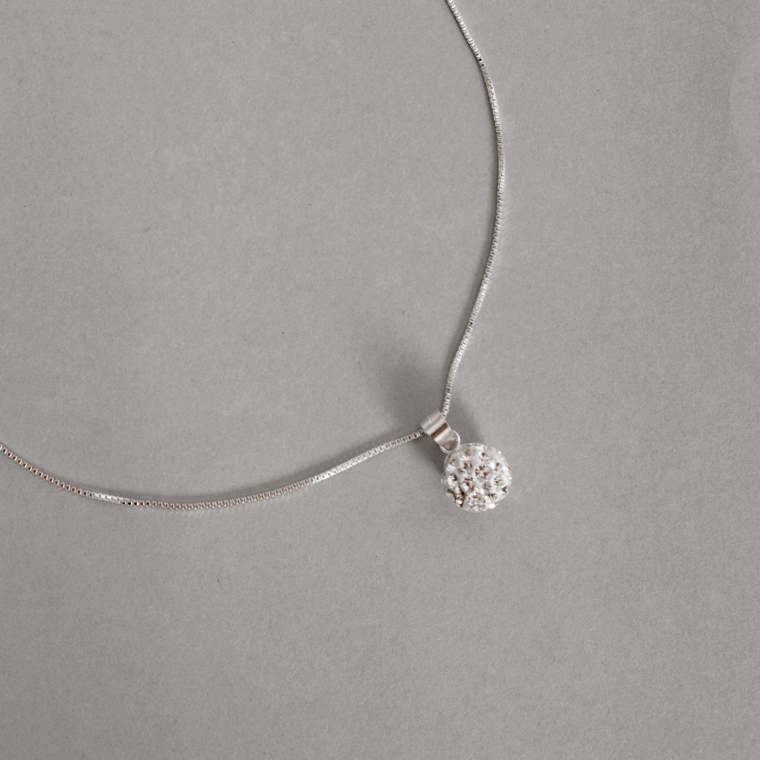 Imagem Secundária Conjunto brinco e colar bola cravejada 8mm 45cm