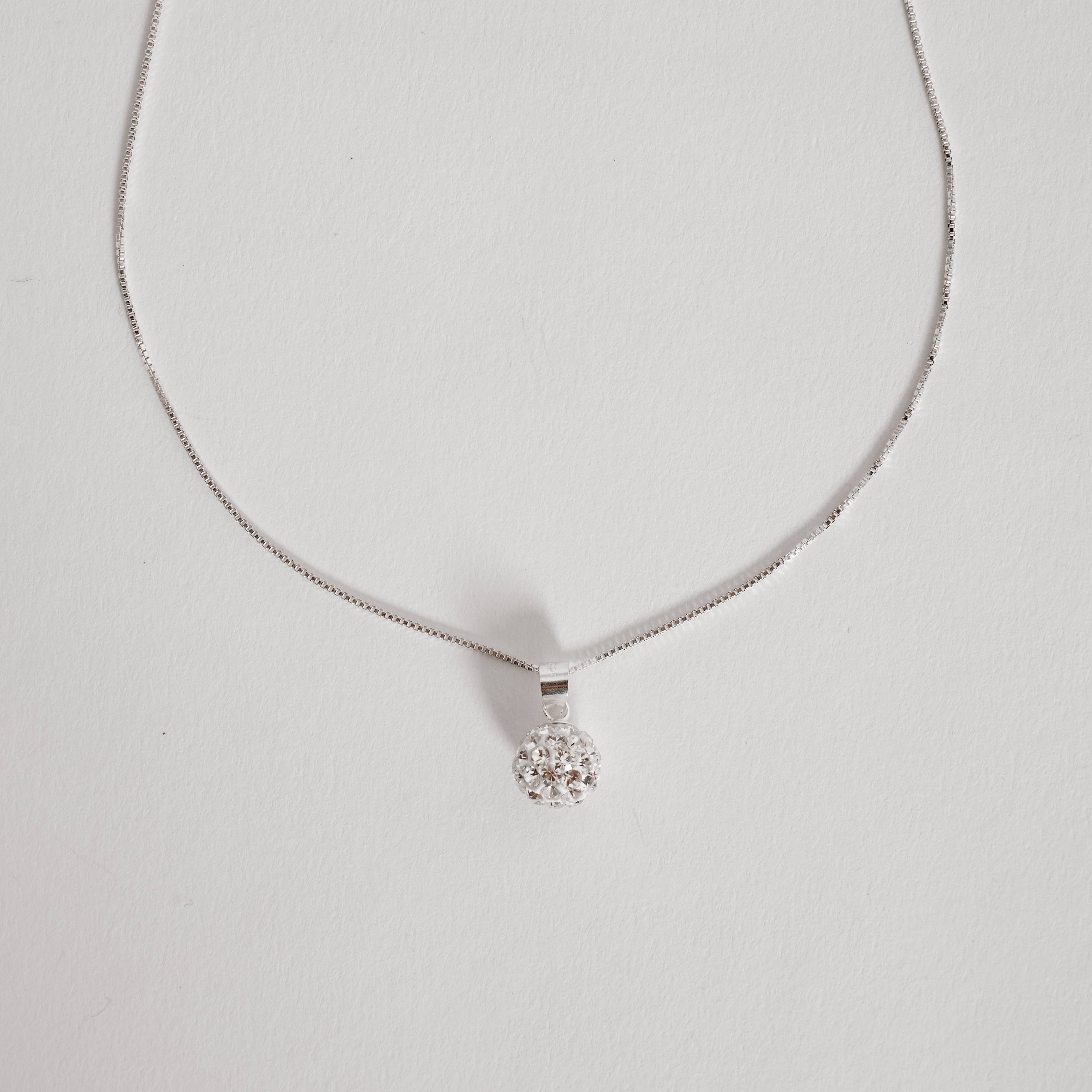 Imagem Secundária Colar pingente bola cravejada 8mm 45cm