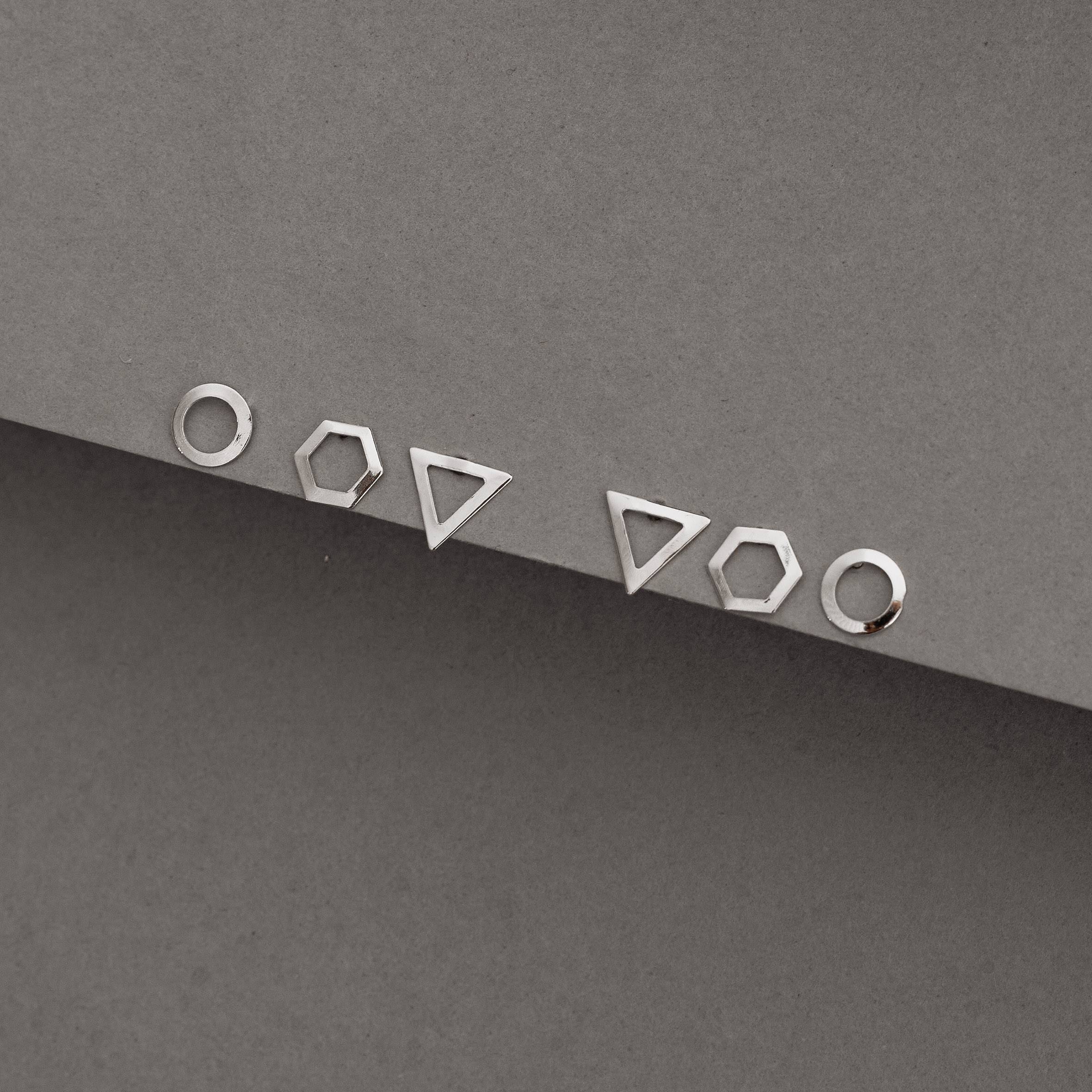 Imagem Secundária Trio triângulo, círculo e hexágono vazados