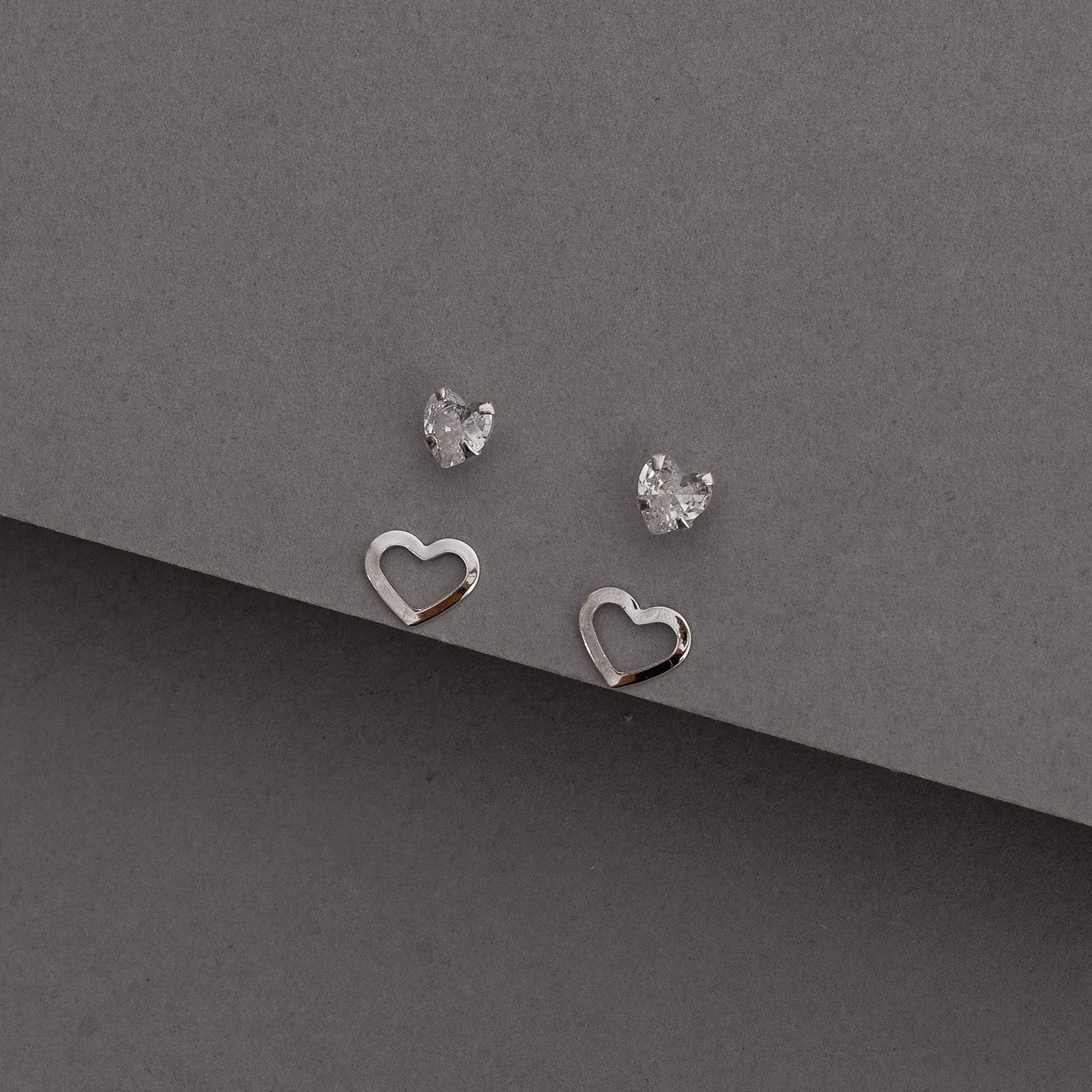 Imagem Dupla zircônia coração 5mm e coração vazado 8mm
