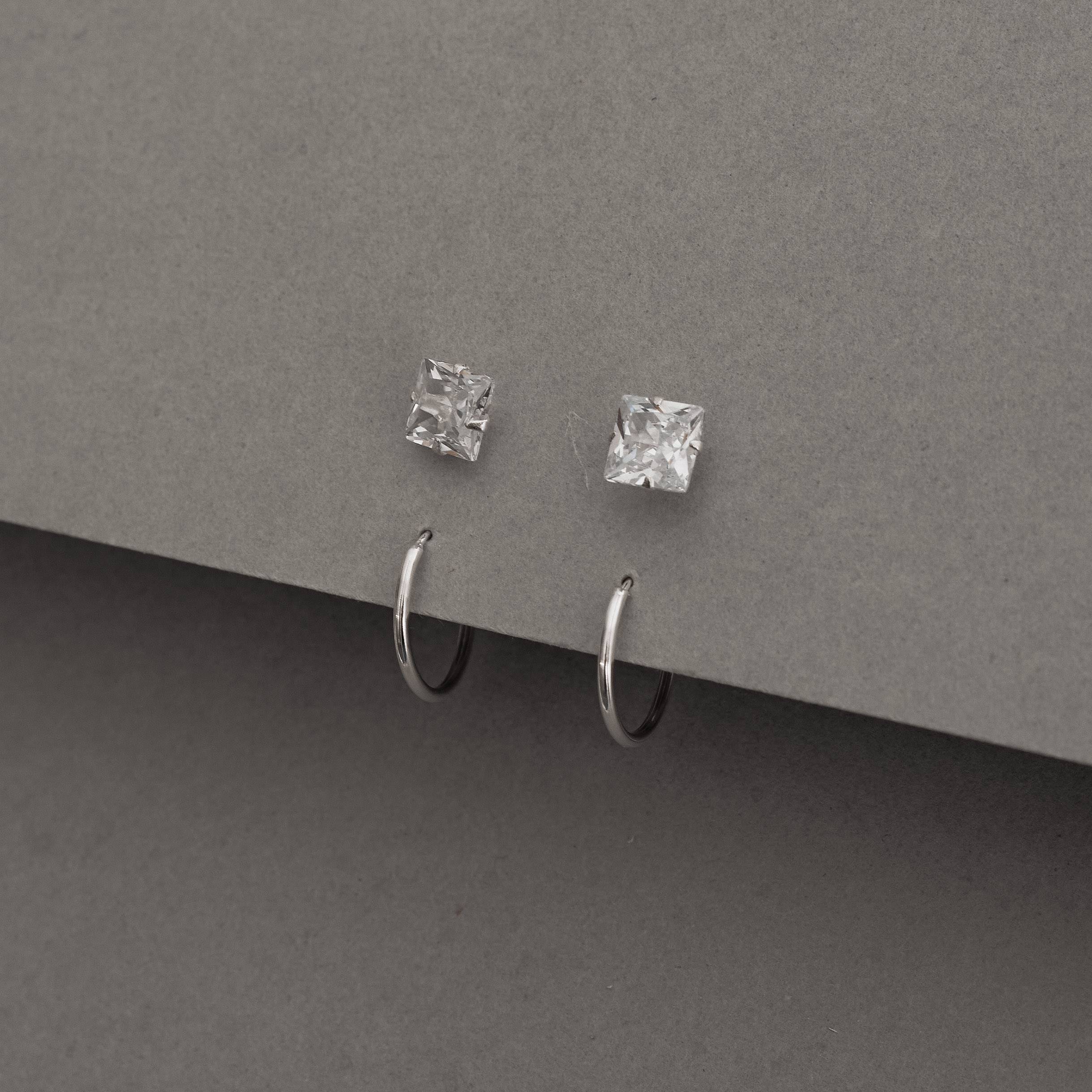 Imagem Dupla zircônia quadrada 6mm e argola 12mm