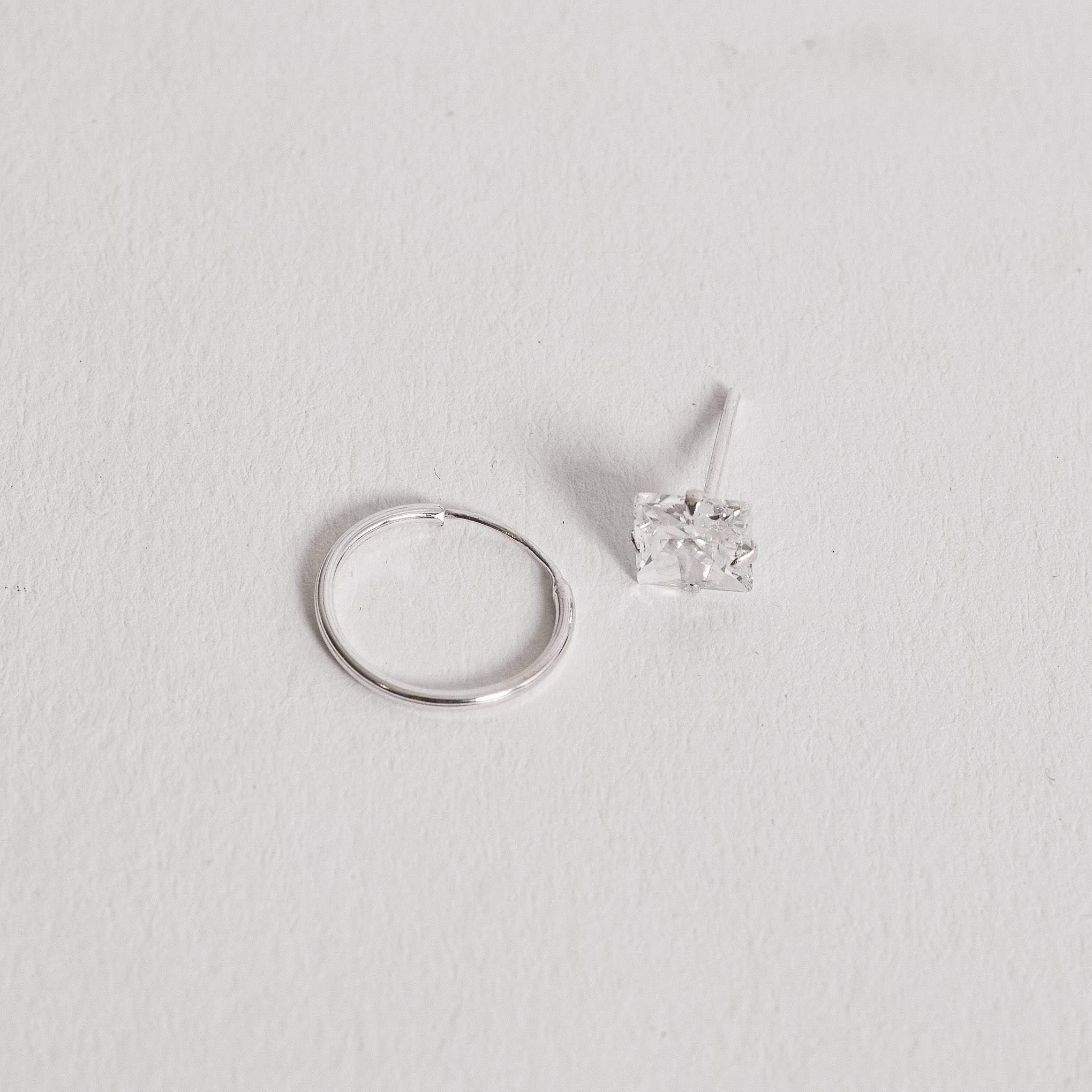 Imagem Secundária Dupla zircônia quadrada 6mm e argola 12mm