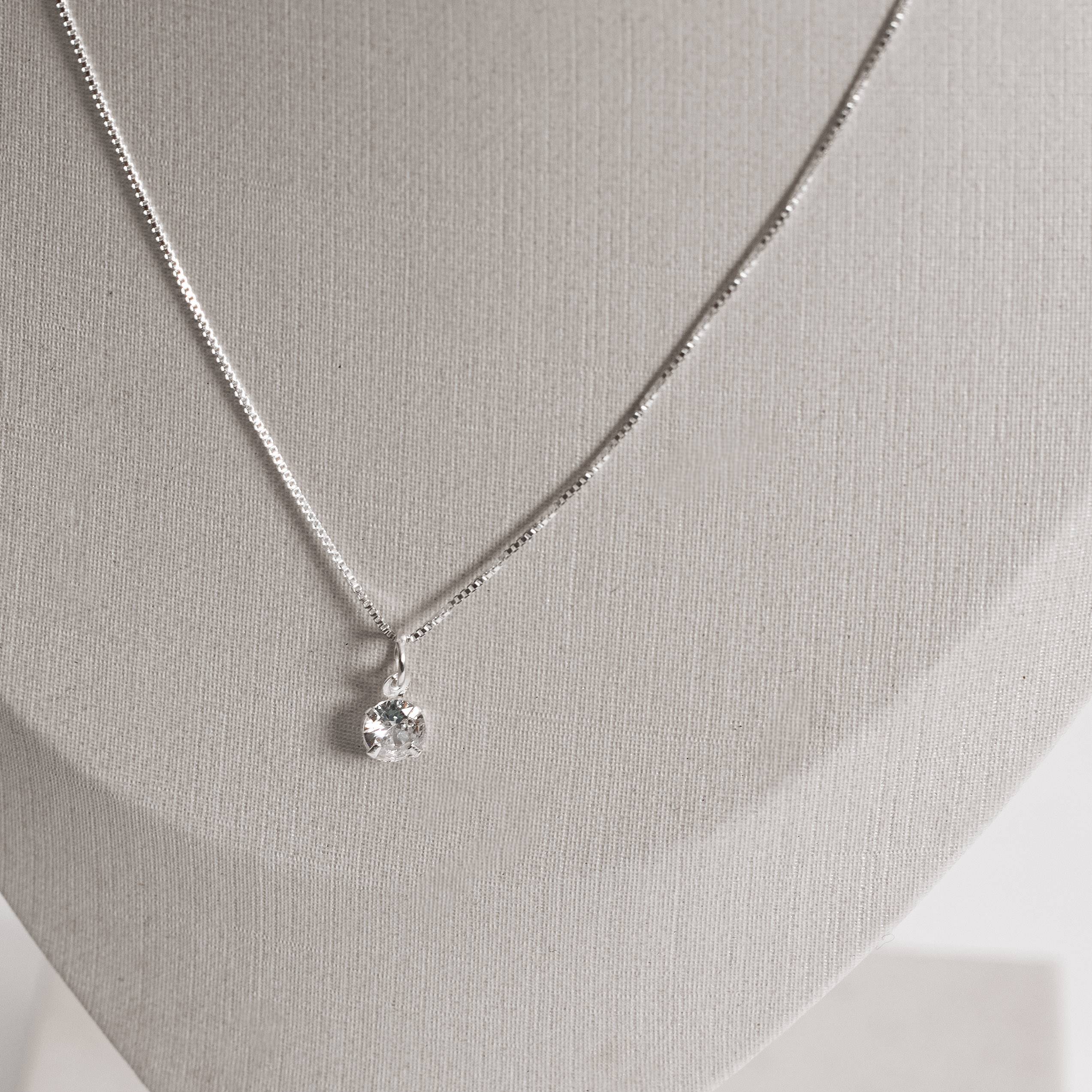 Imagem Secundária Conjunto brinco e colar zircônia redonda 5mm 40cm