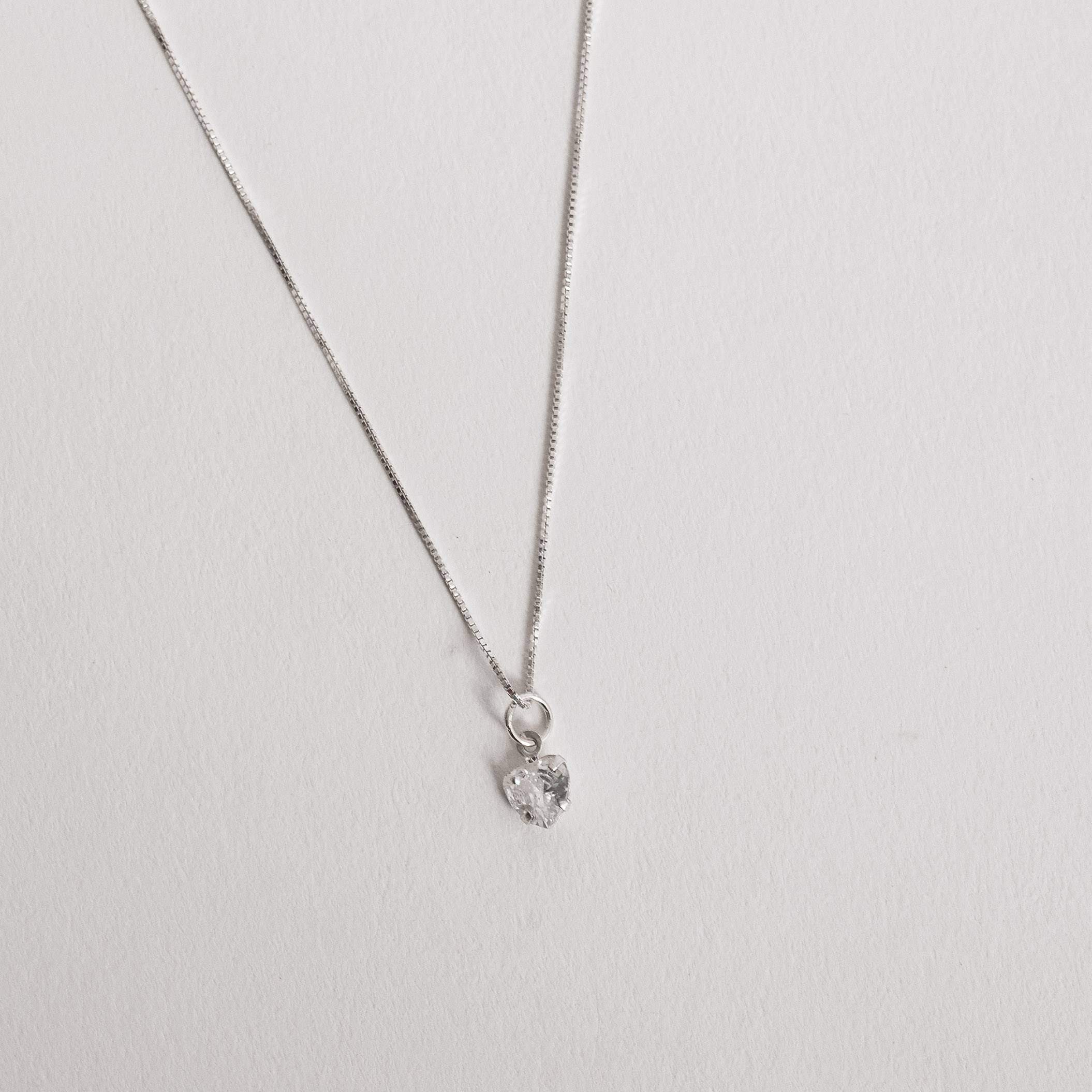 Colar pingente zircônia coração 6mm 40cm