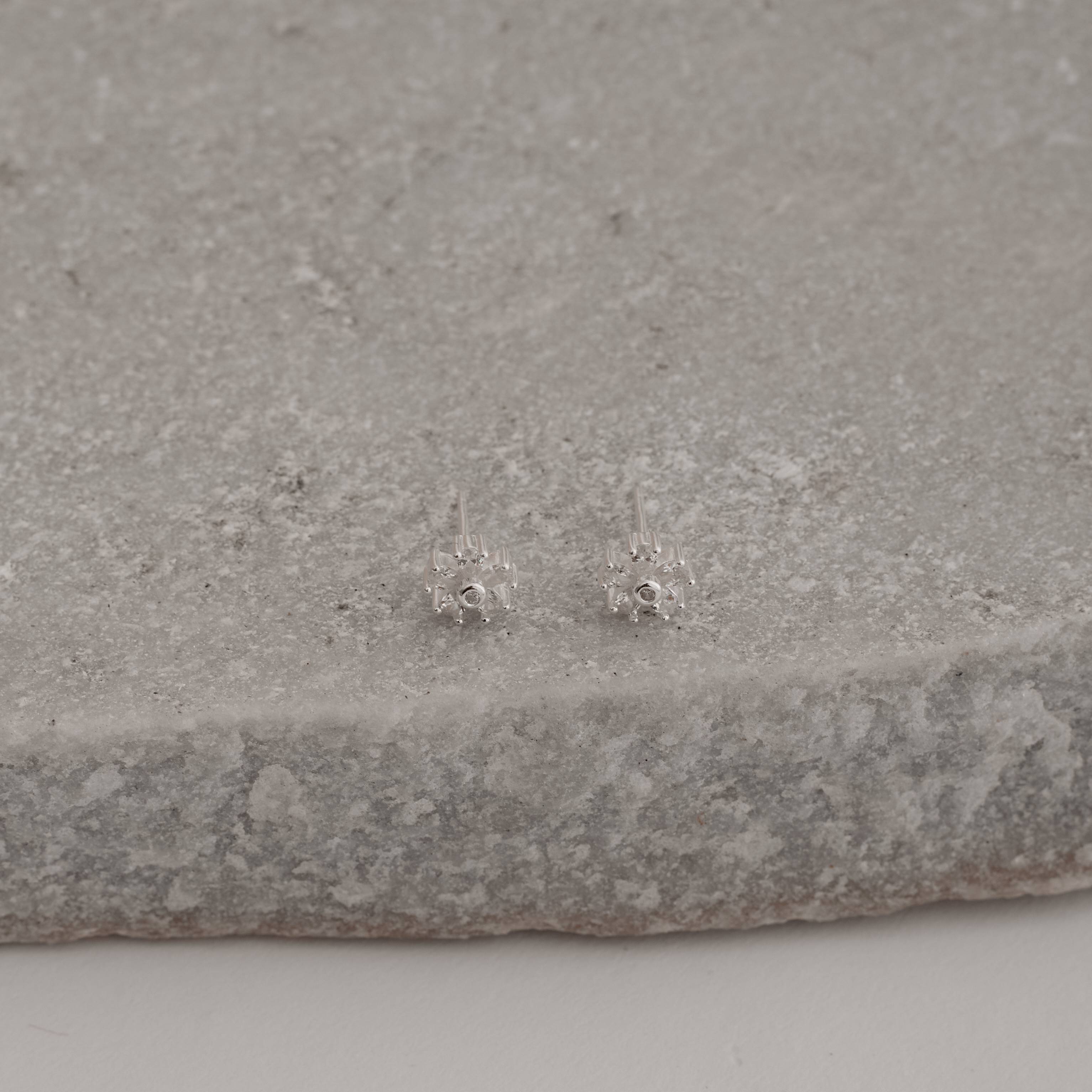 Imagem Secundária Brinco flor com zircônias cristal 7mm