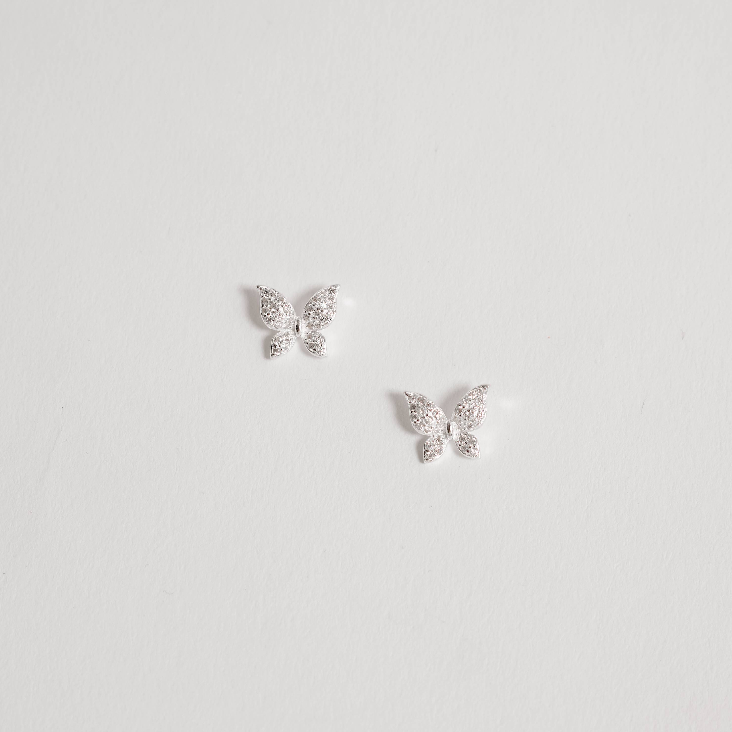 Imagem Secundária Conjunto brinco e colar borboleta cravejada 12mm 45cm