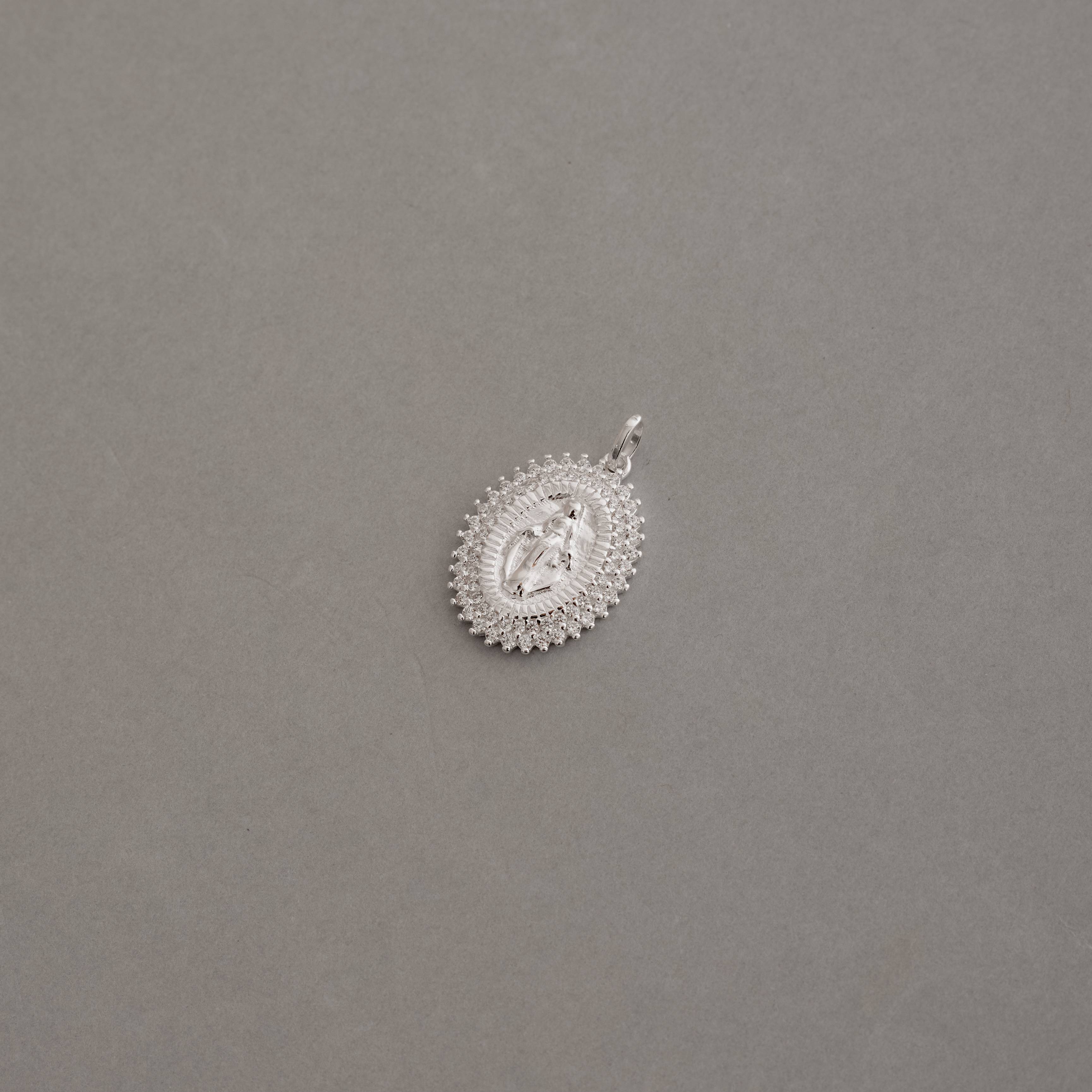 Imagem Pingente medalha Nsa. Sra. das Graças com cravejado duplo 21mm 