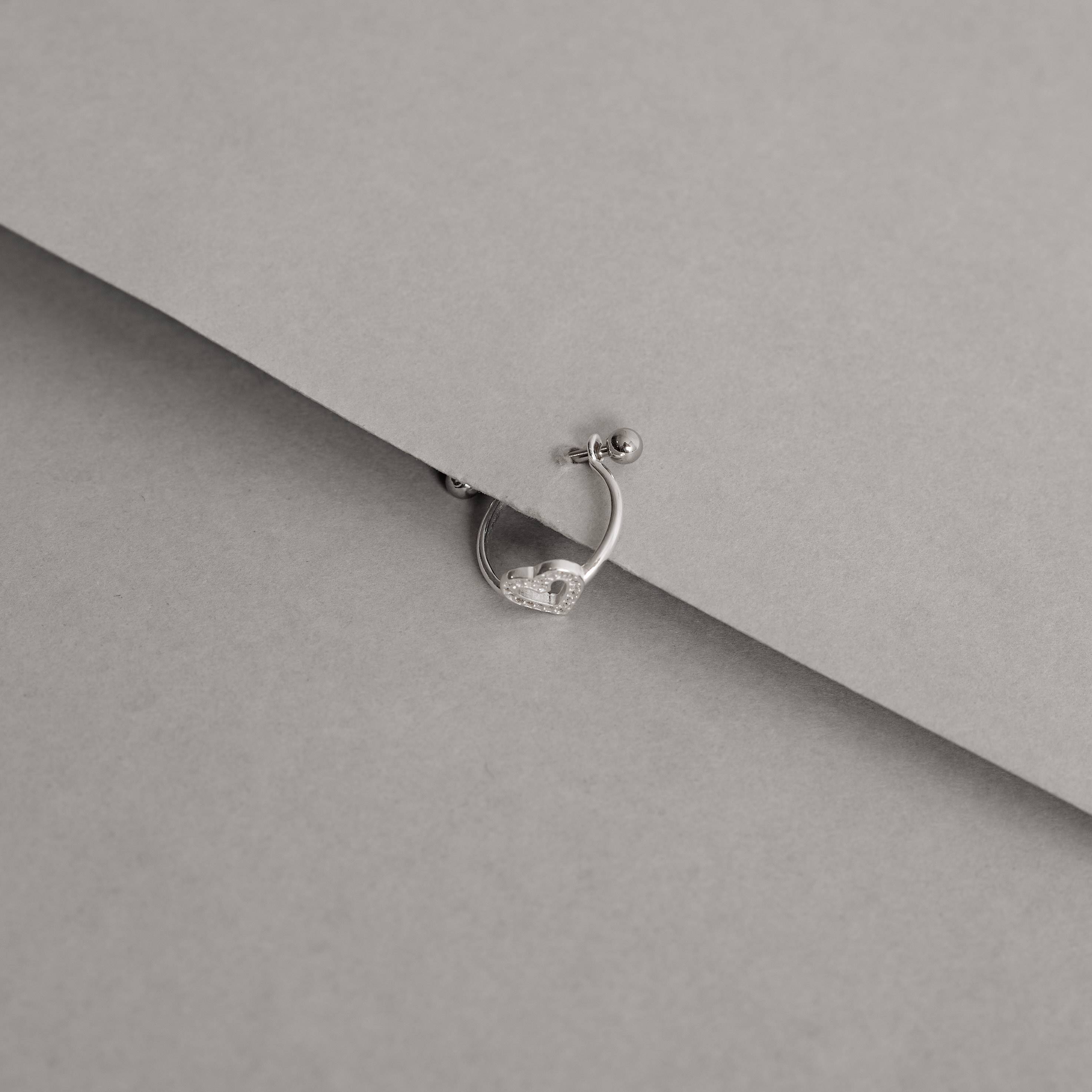 Imagem Secundária Piercing conch coração vazado cravejado 13mm haste