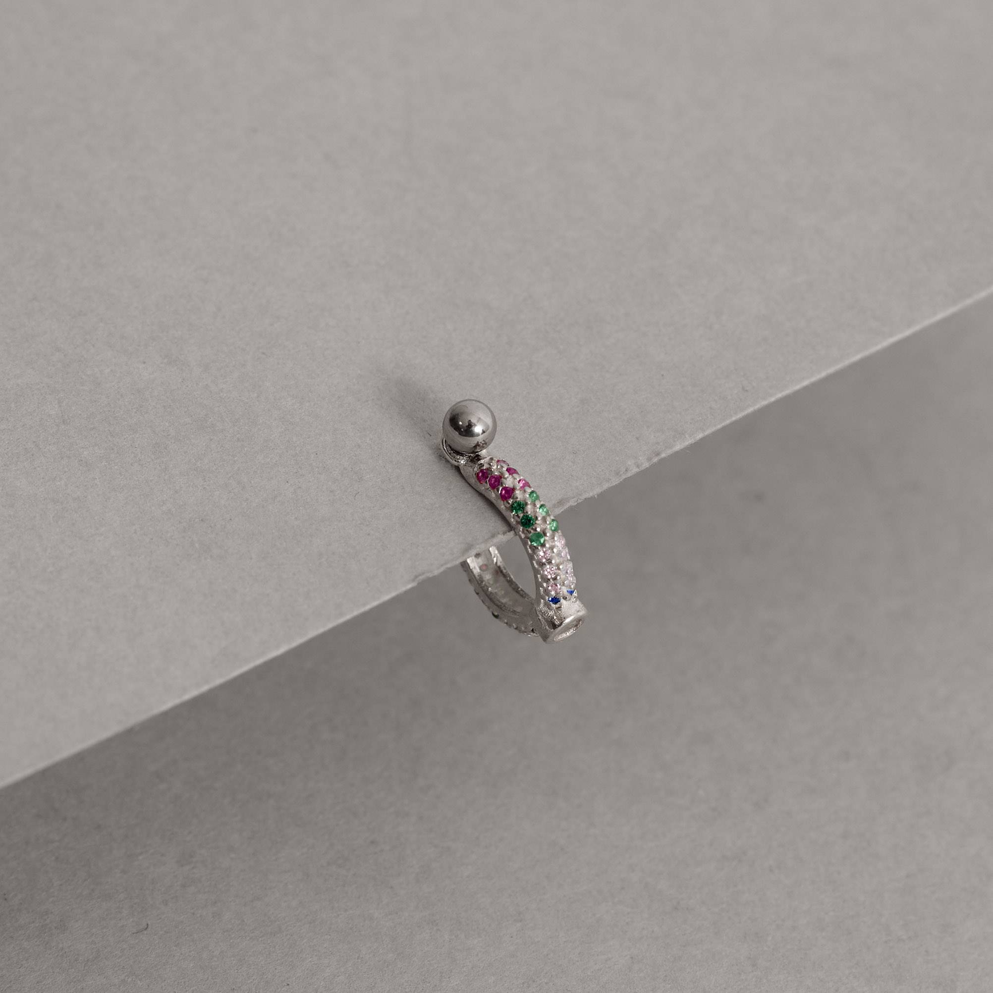 Imagem Secundária Piercing cravejado duplo colorido detalhe zircônia haste