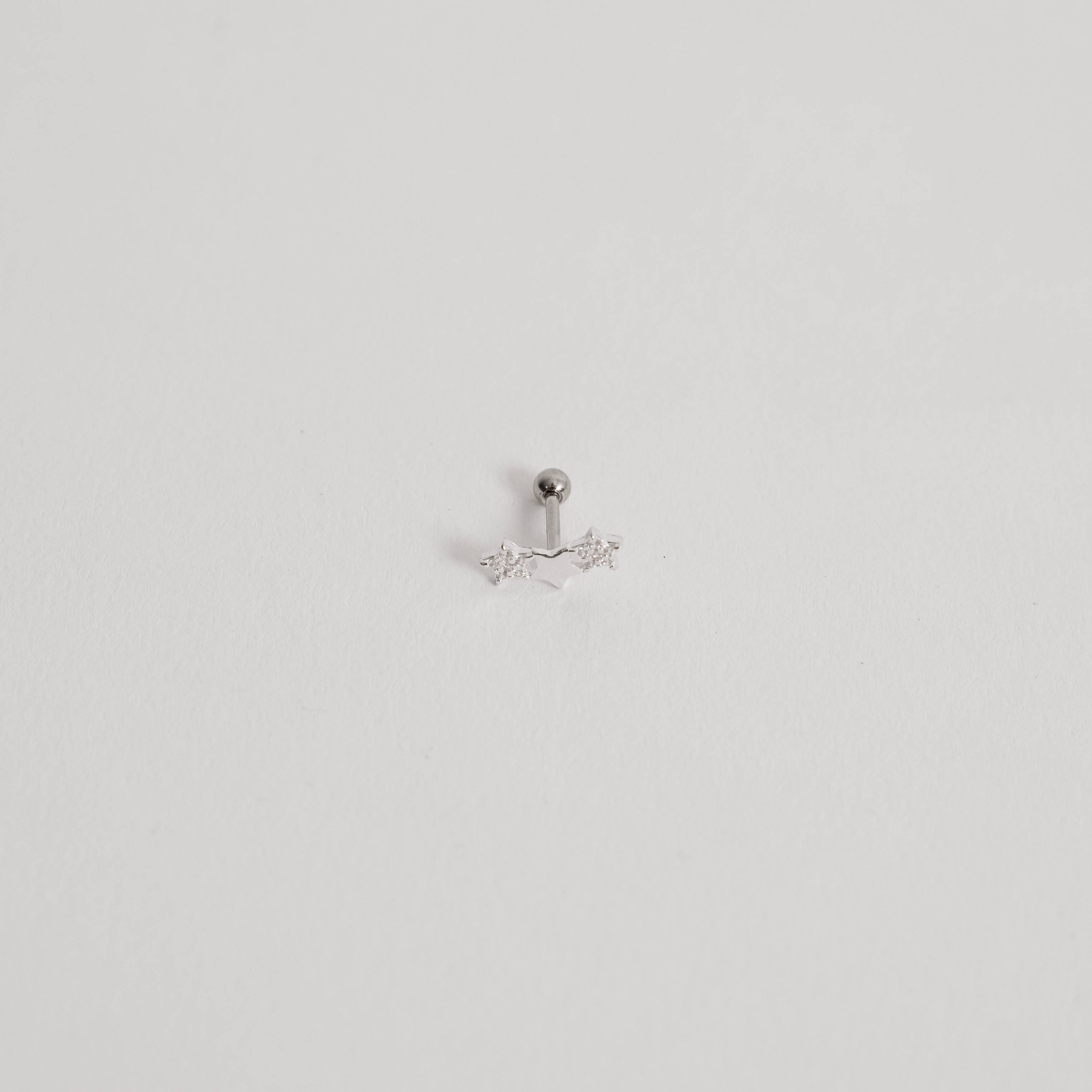 Imagem Secundária Piercing haste estrelas lisa e cravejada 11mm