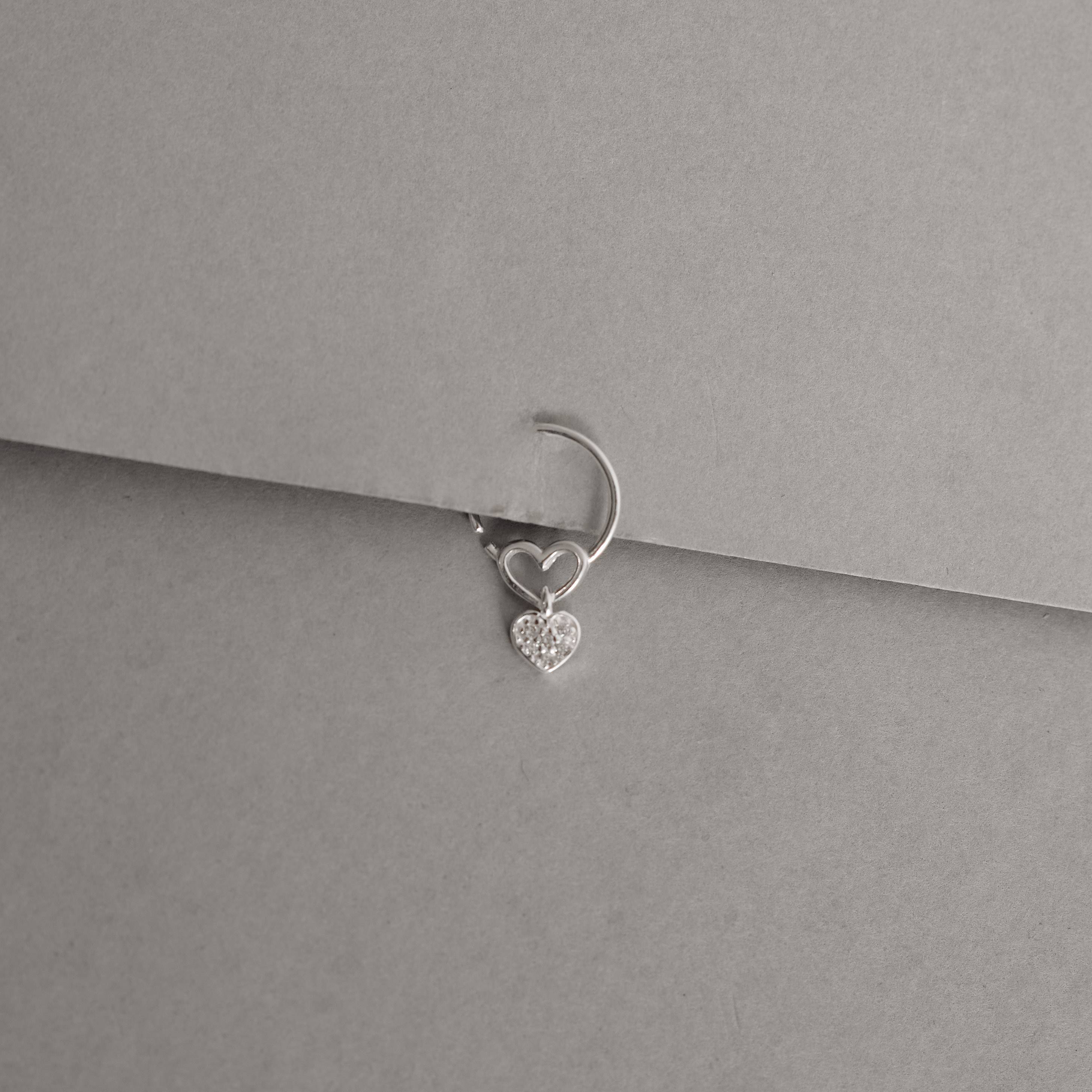 Imagem Secundária Piercing argola 10mm coração vazado pingente coração cravejado