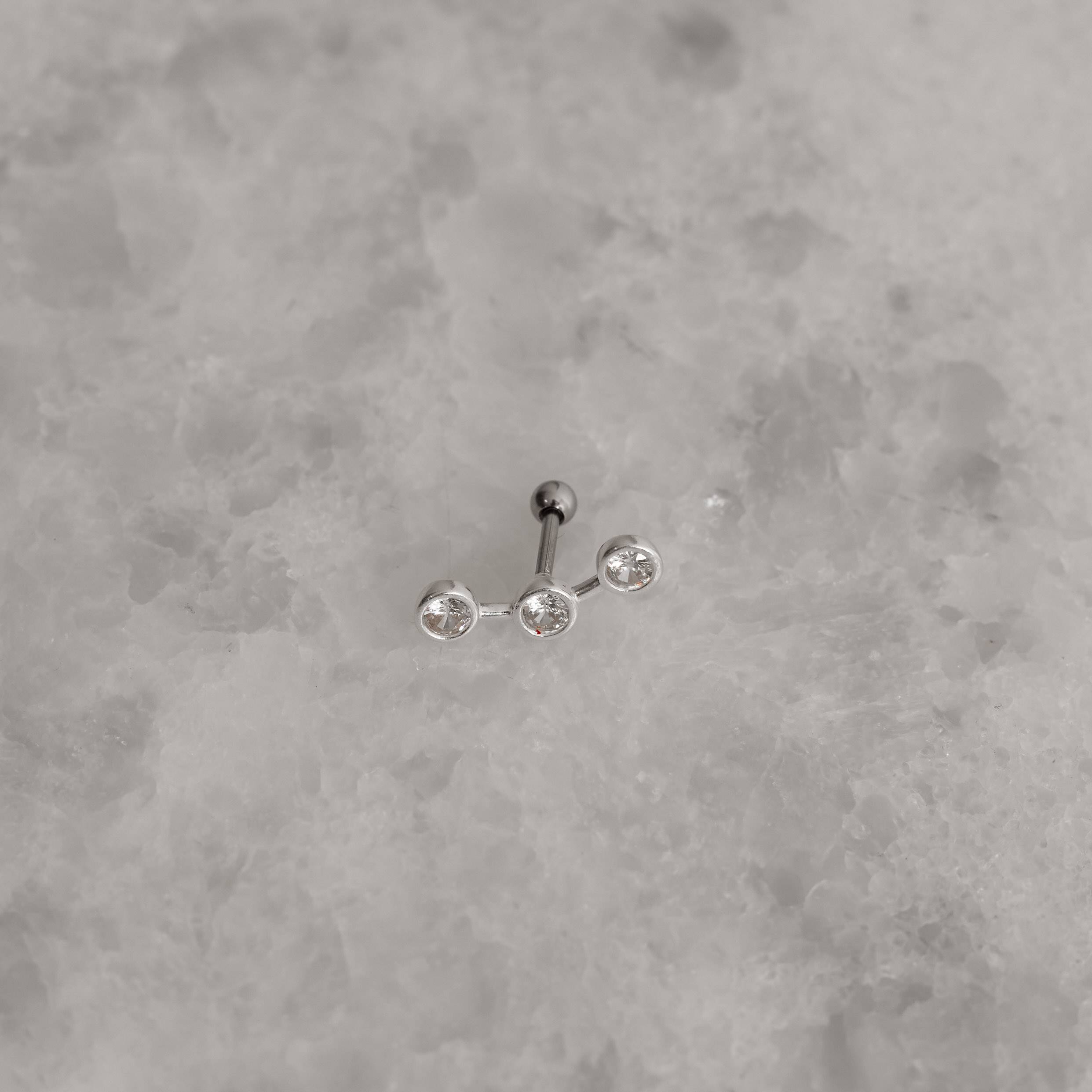 Imagem Secundária Piercing haste 3 zircônias embutidas 16mm