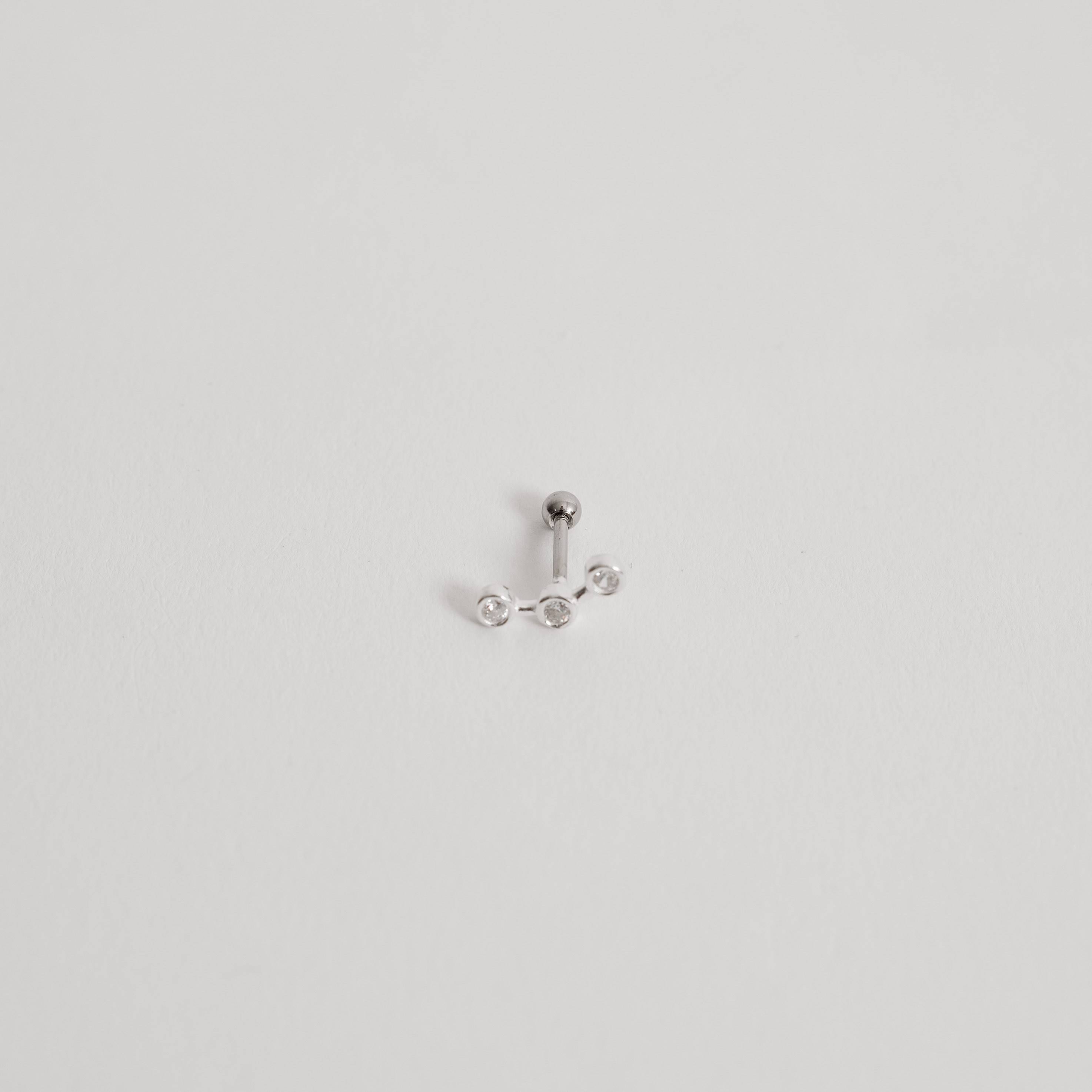 Imagem Secundária Piercing haste cluster 3 zircônias 11mm