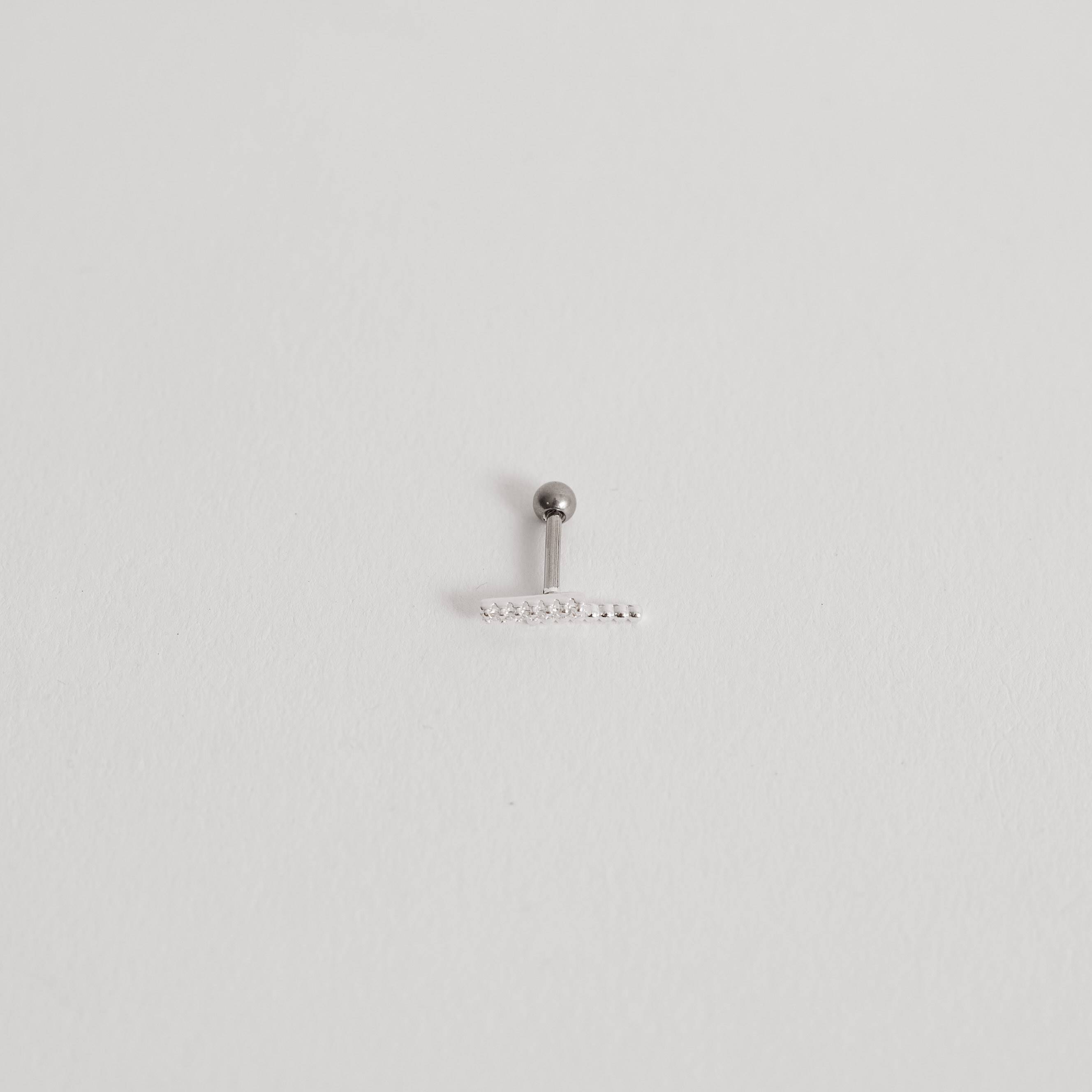 Imagem Secundária Piercing haste palitos fio bolinha e cravejado 11mm orelha direita