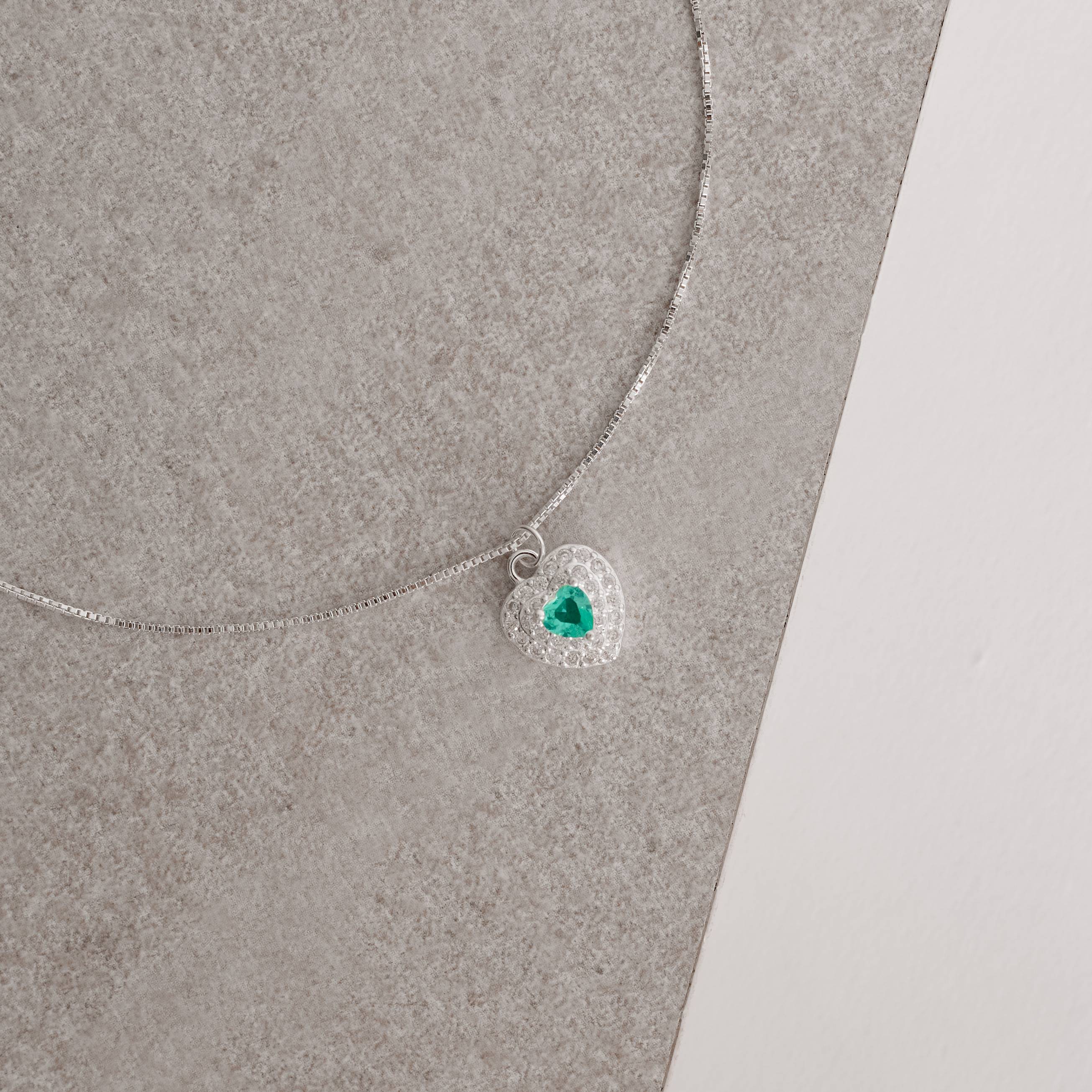 Imagem Secundária Conjunto brinco e colar zircônia coração turmalina com duplo cravejado 10mm 45cm