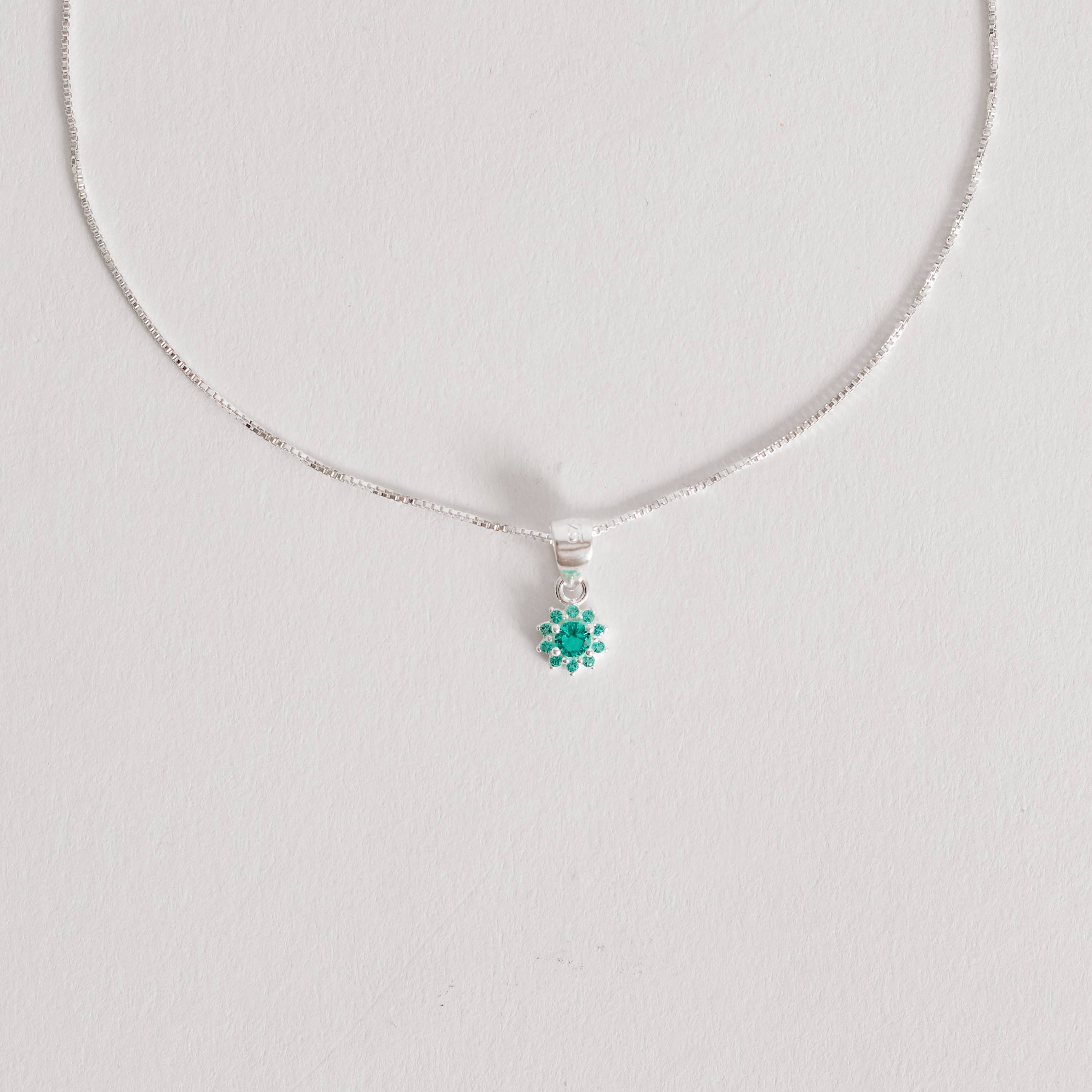 Imagem Secundária Conjunto brinco e colar flor cravejada turmalina 6mm 40cm