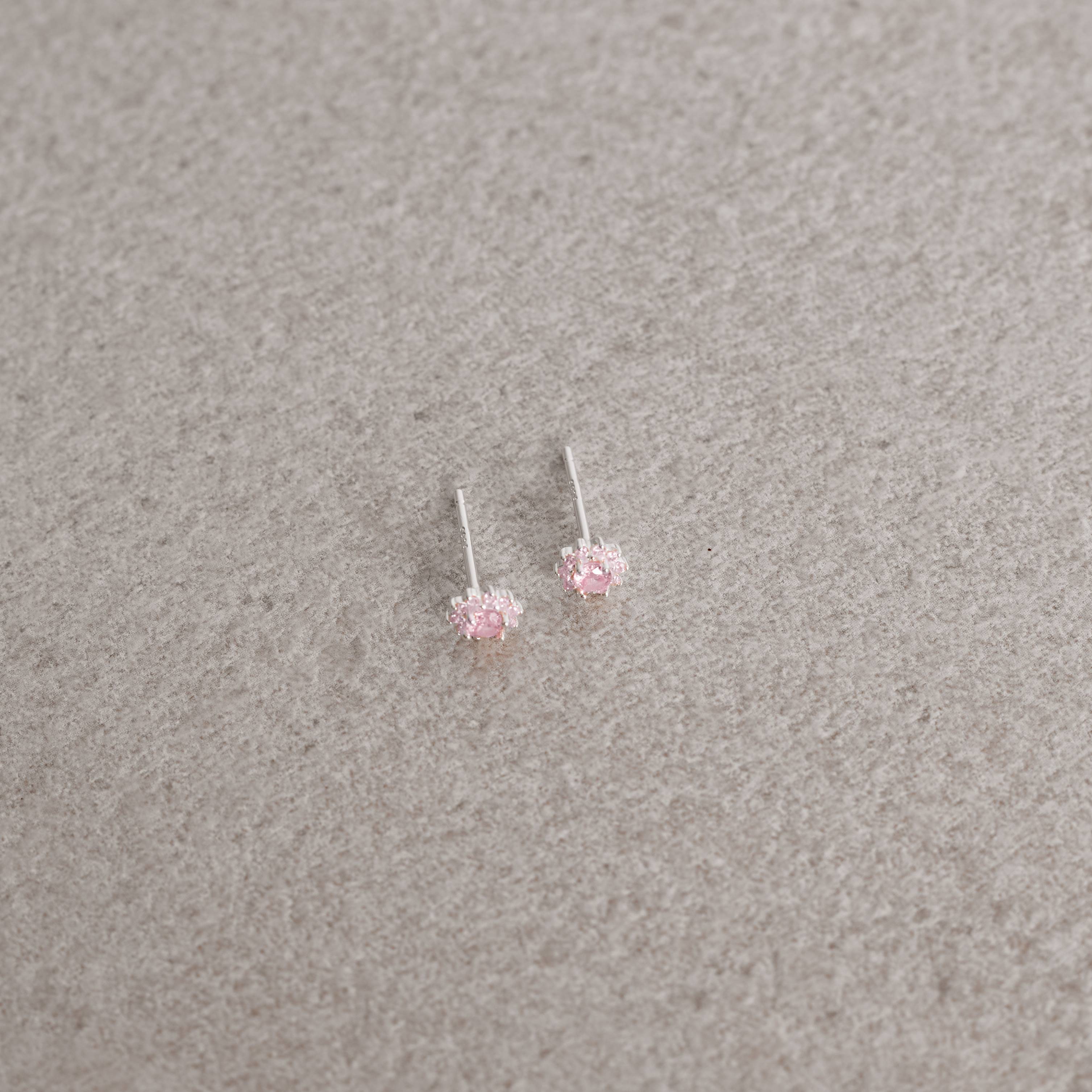 Imagem Secundária Conjunto brinco e colar flor cravejada rosa claro 6mm 40cm