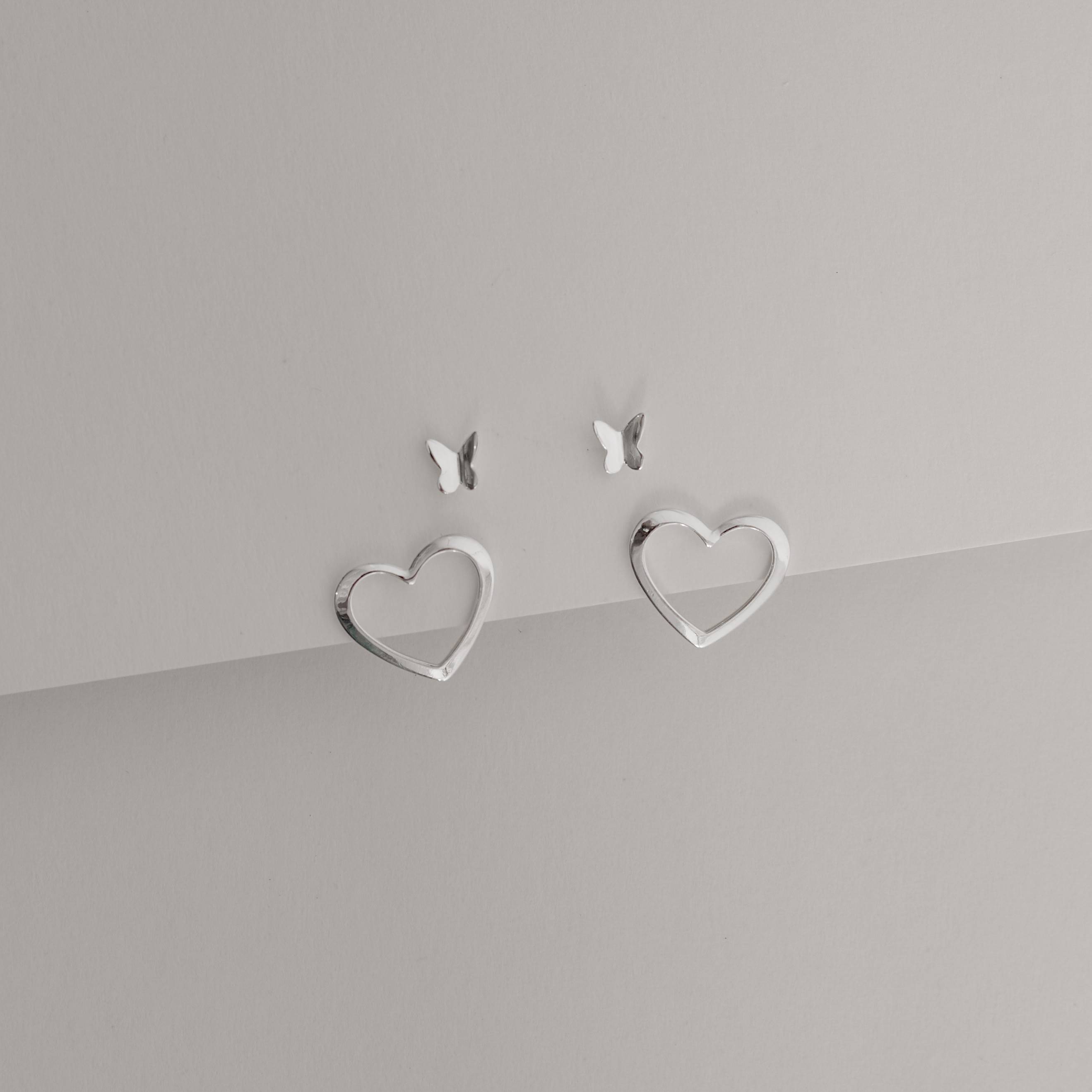 Imagem Secundária Dupla borboleta vinco 5mm e coração de lado vazado 14mm