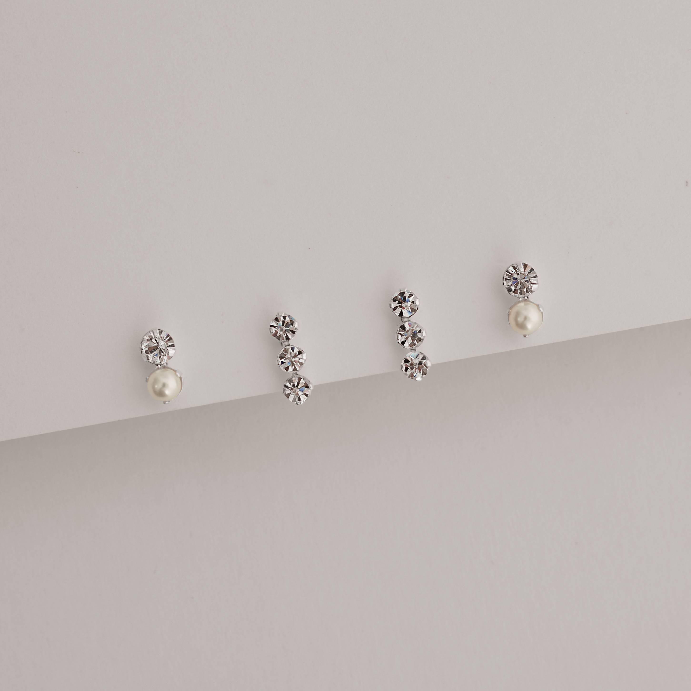 Imagem Secundária Dupla zircônia e pérola 9mm e 3 zircônias cristal