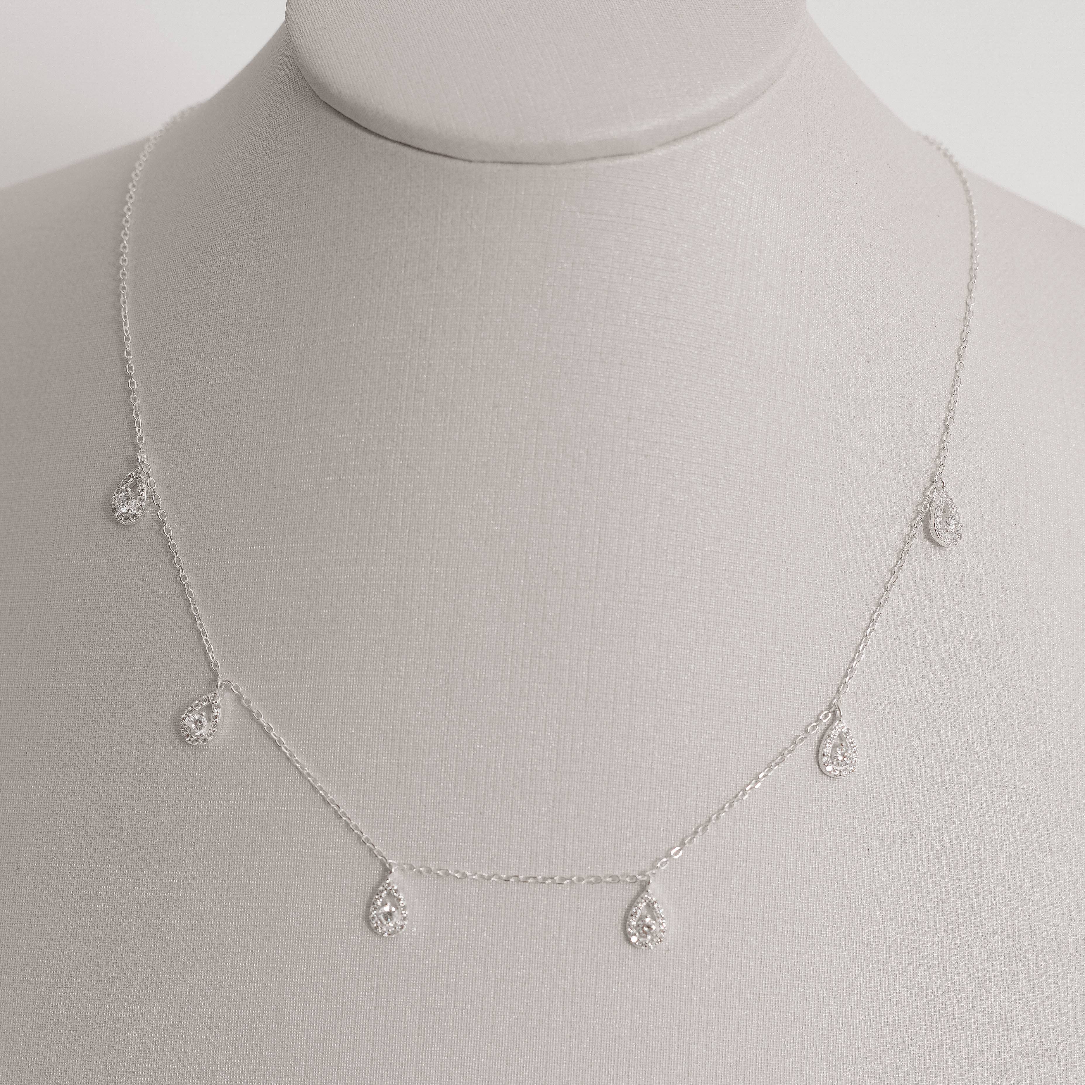 Imagem Secundária Colar pingentes gotas cravejadas 7mm 40+5cm