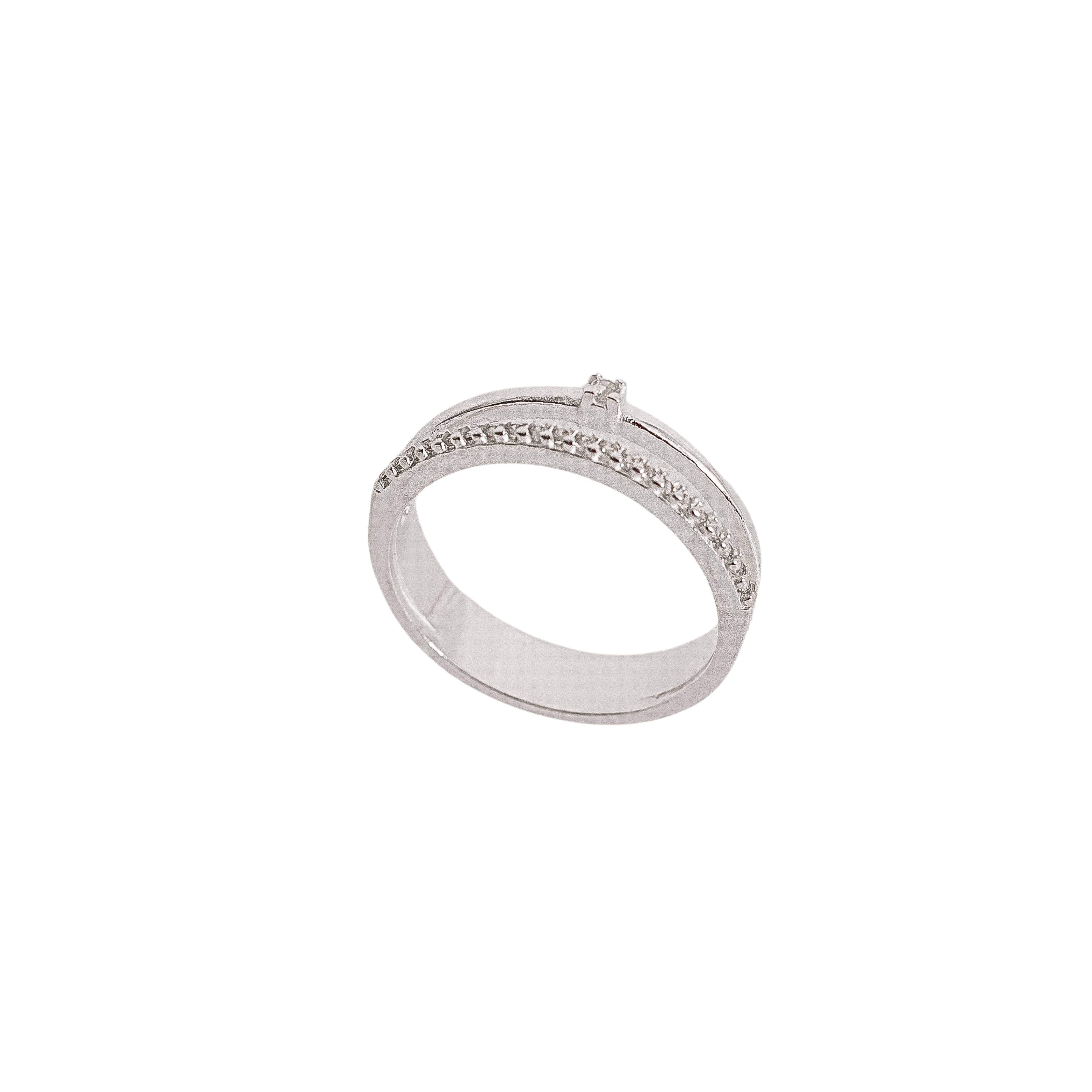 Anel duplo solitário com meia aliança