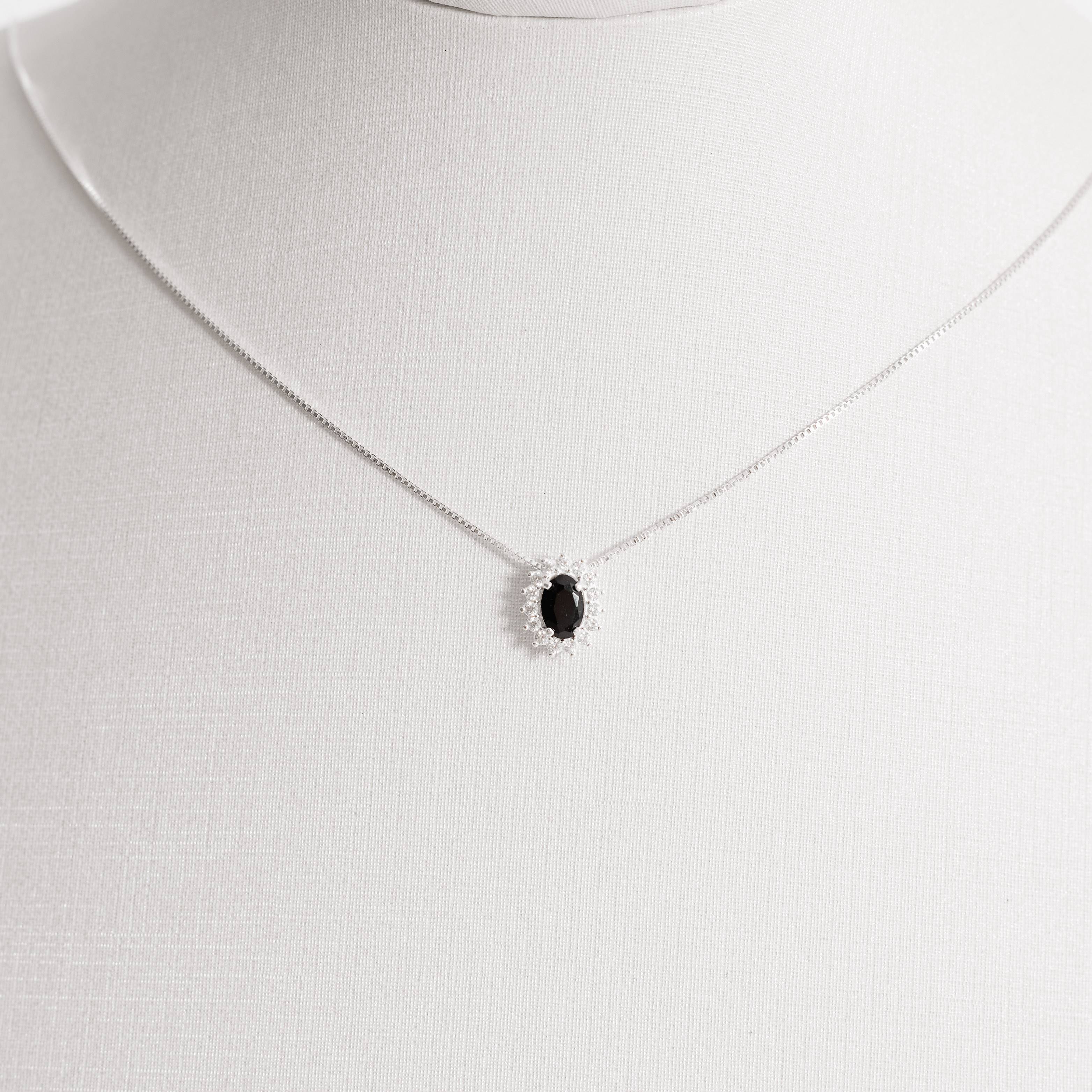 Imagem Secundária Conjunto brinco e colar zircônia oval ônix com cravejado 10mm 45cm