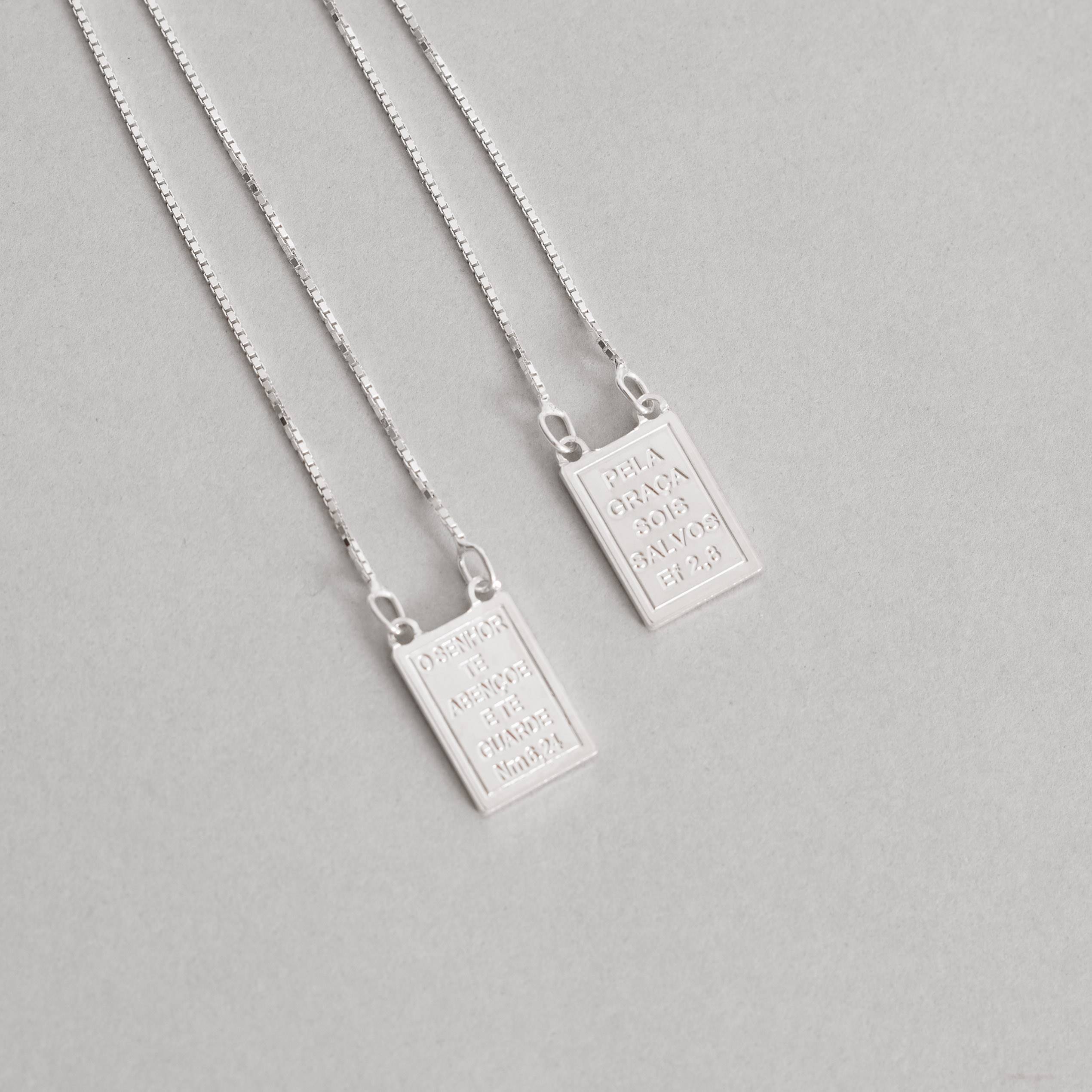 Imagem Secundária Escapulário medalhas tradicional verso Salmos v15 60cm