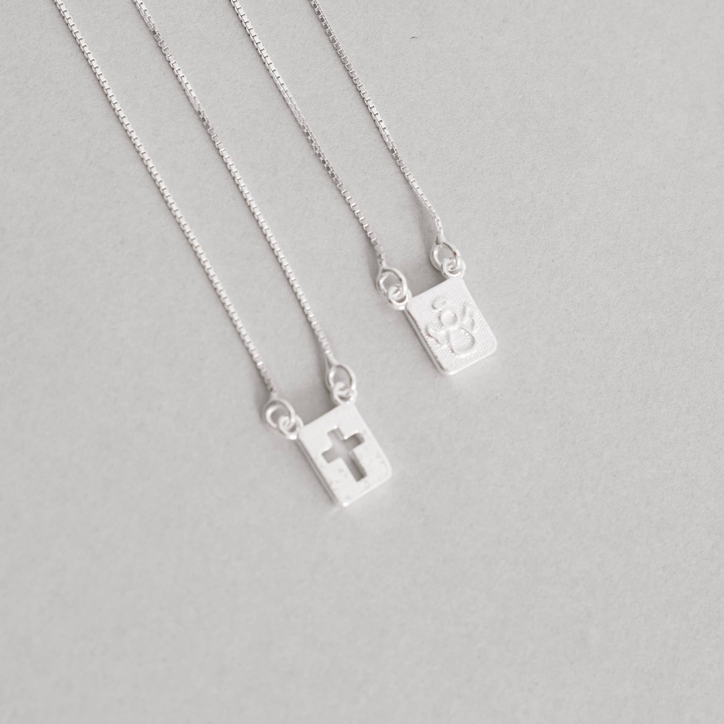 Imagem Escapulário placas anjo e cruz vazada v12 60cm