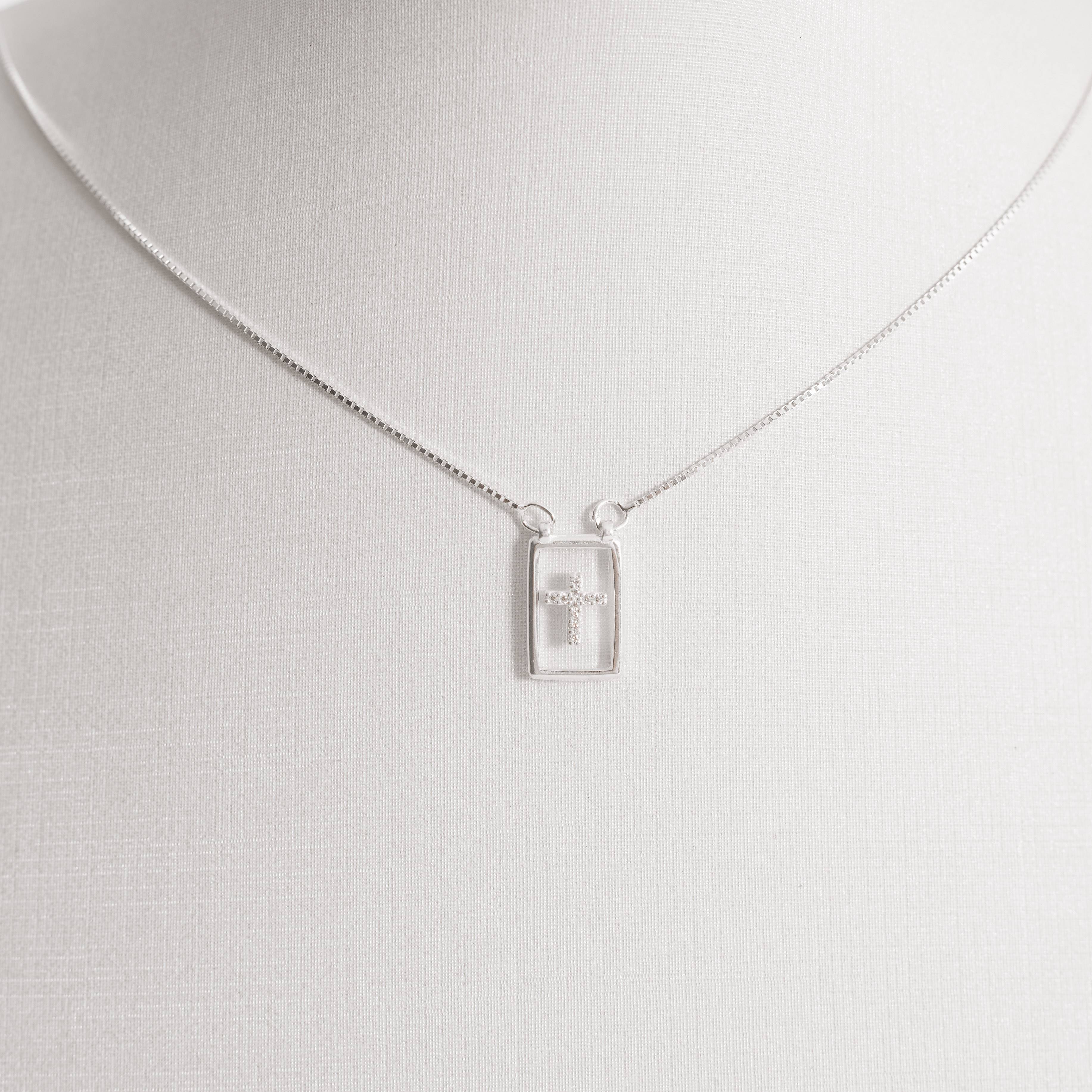 Imagem Secundária Escapulário placas Espirito Santo e cruz cravejada v15 60cm