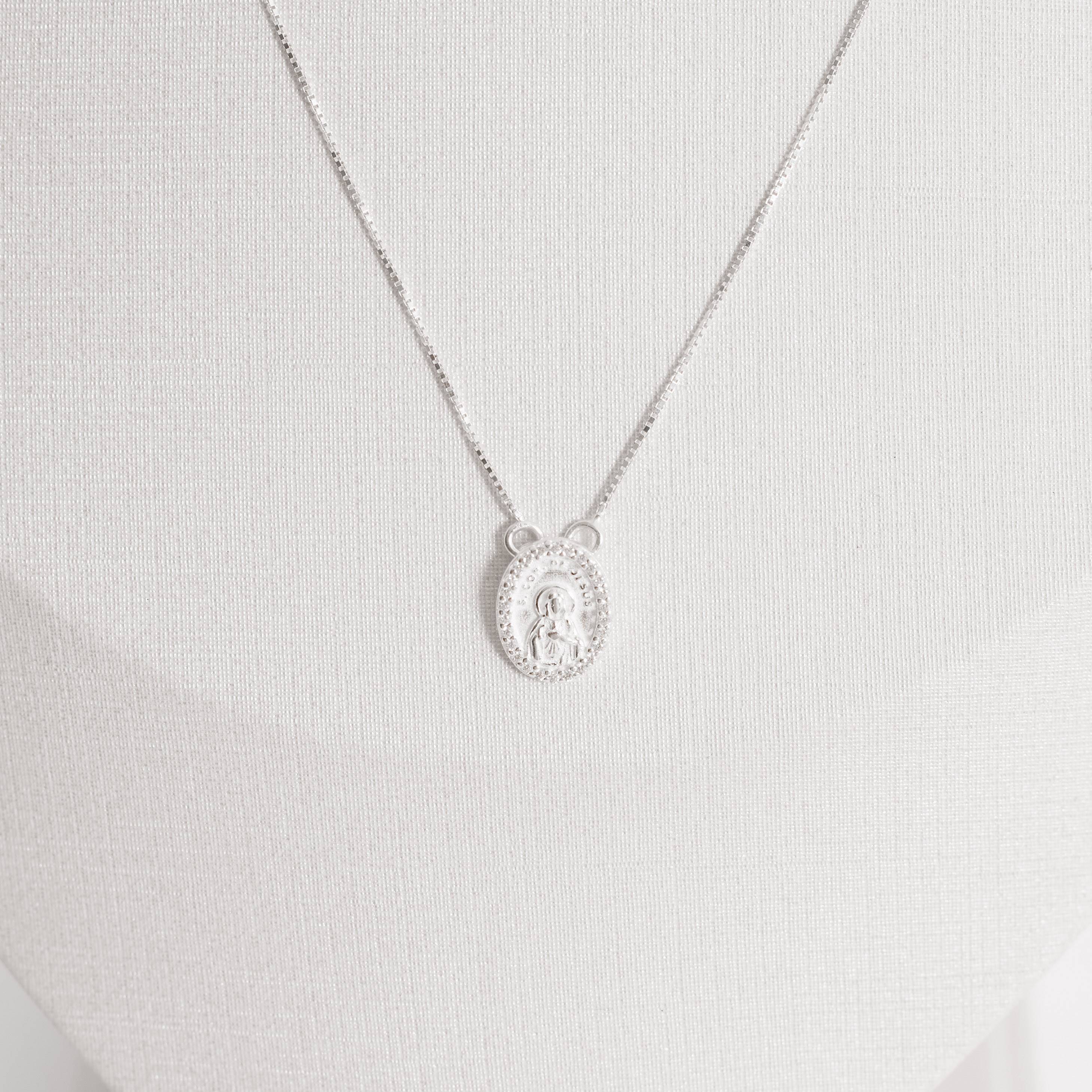 Imagem Secundária Escapulário medalhas Sagrado Coração e zircônia coração com cravejado v12 60cm