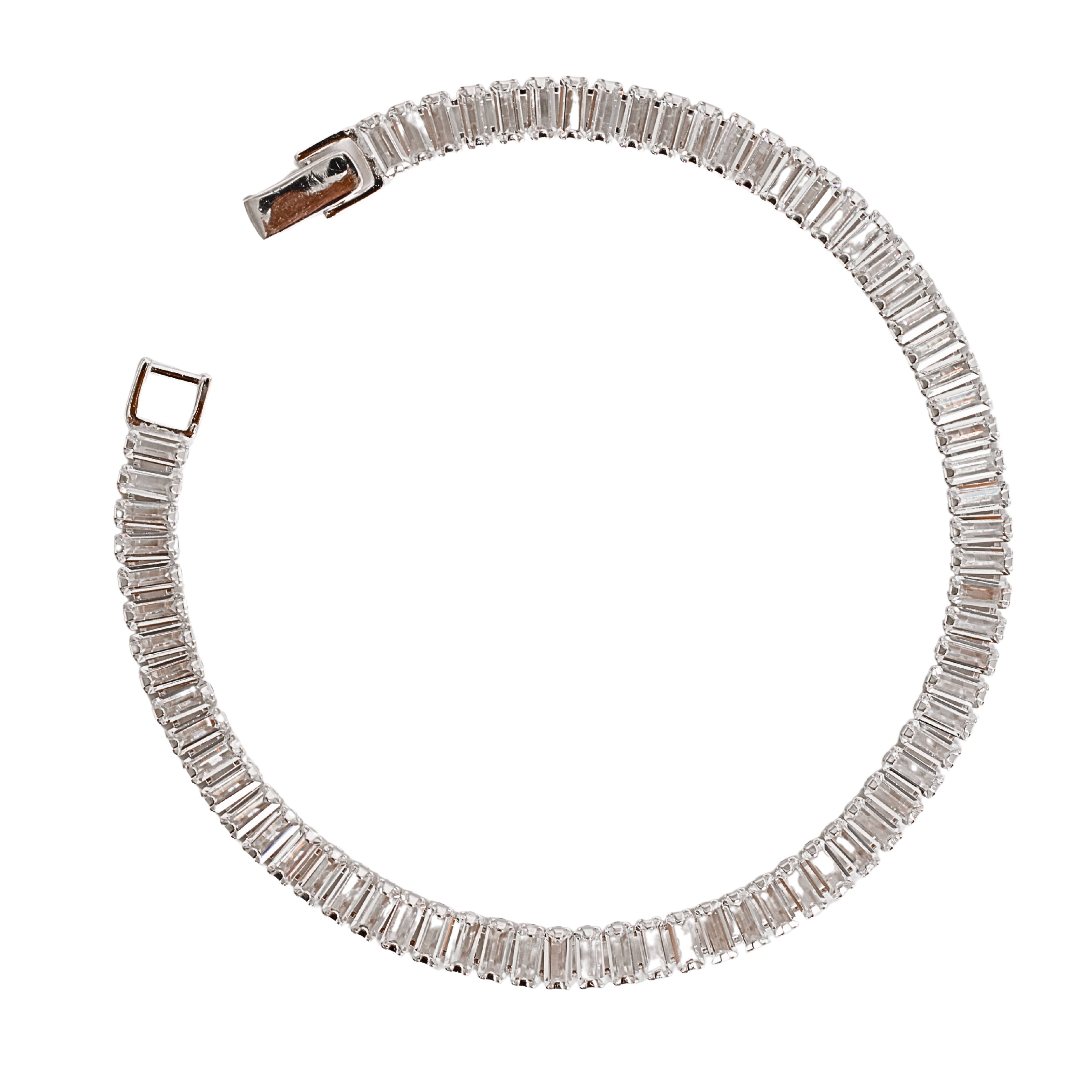 Imagem Pulseira Riviera zircônias retangulares 4x2mm 18cm